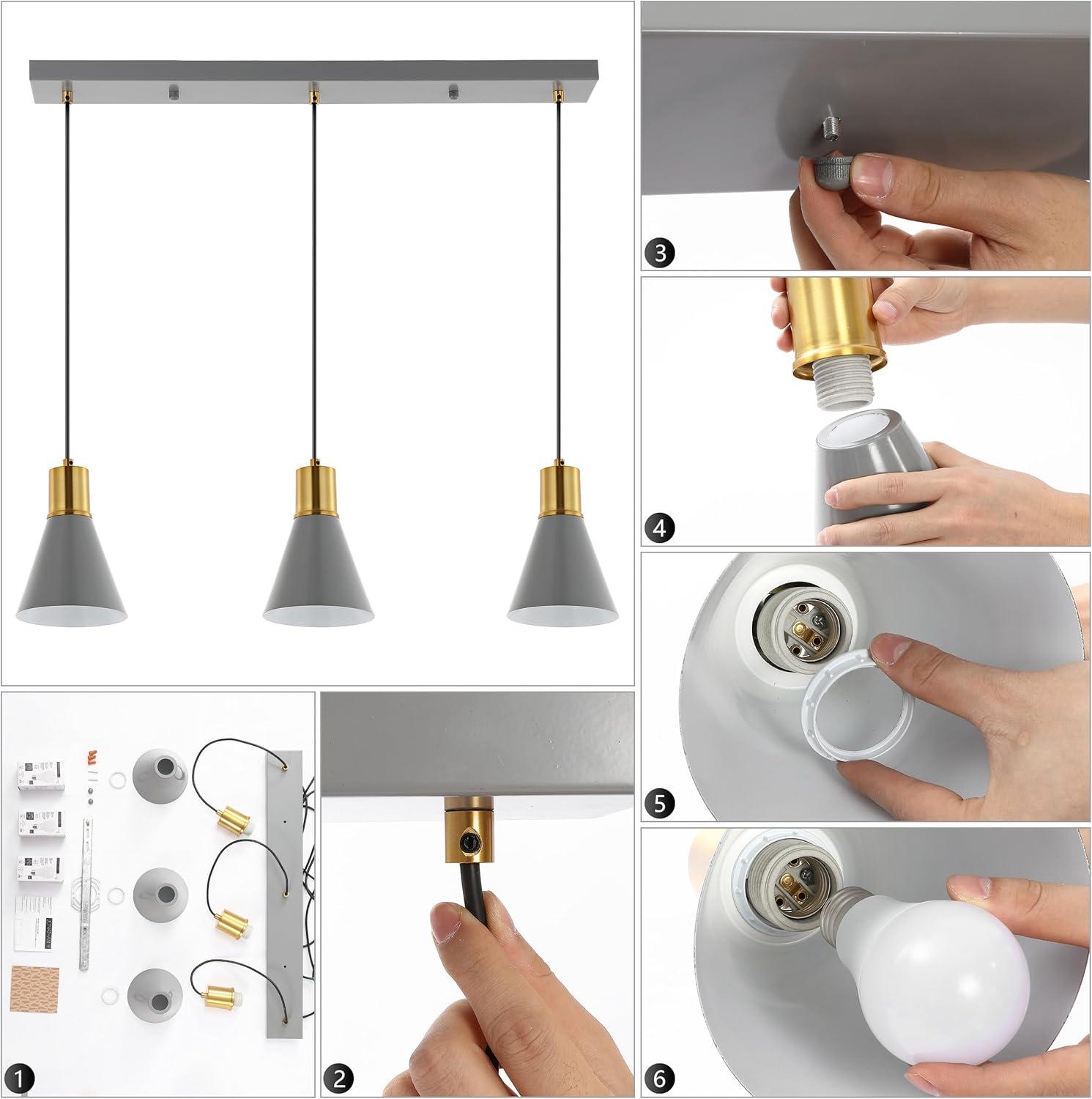 imageJONATHAN Y JYL6131A Apollo 6quot Metal LED Pendant Contemporary Dimmable Adjustable Dining Room Living Room Kitchen Foyer Bedroom Hallway BlackBrass GoldGrayBrass Gold