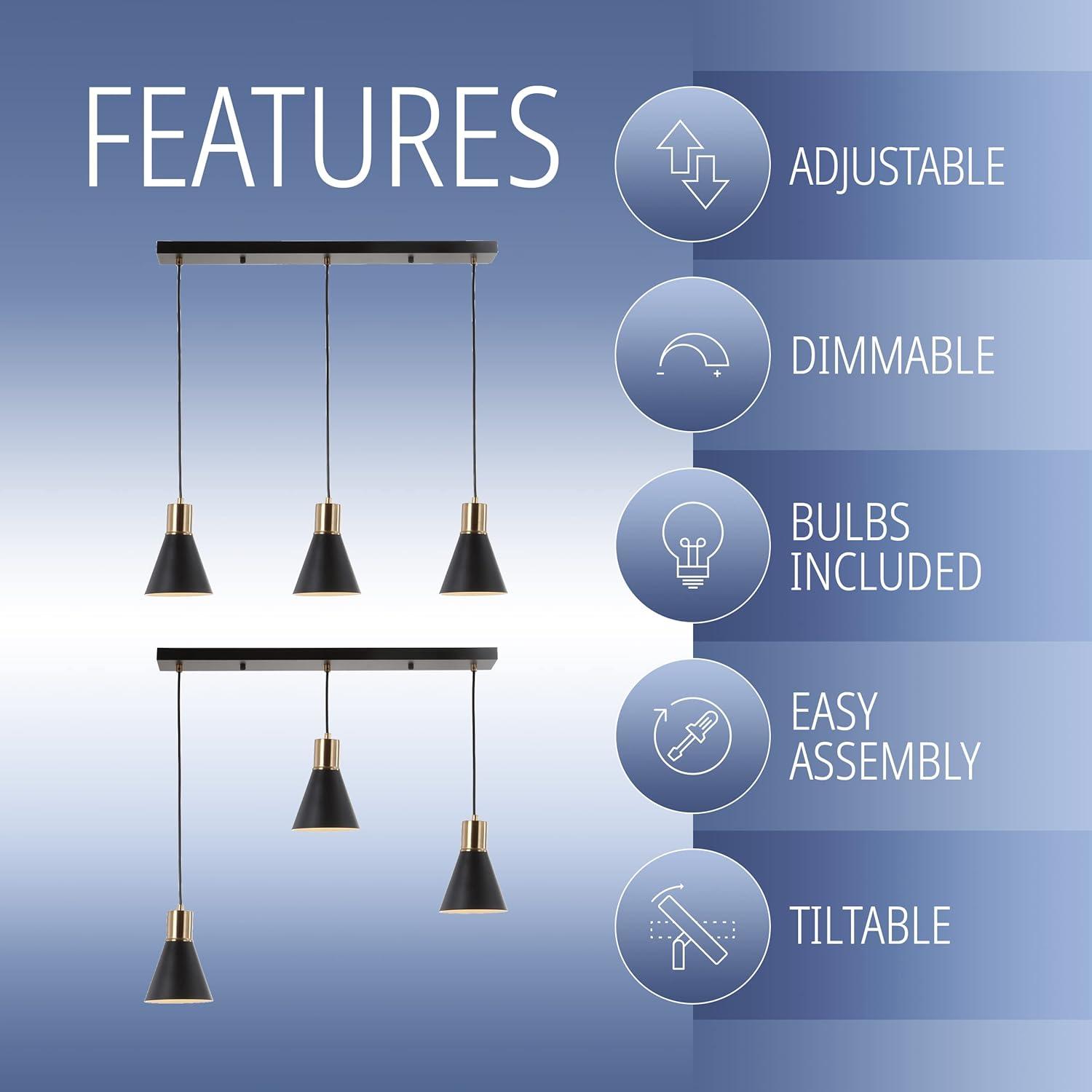 imageJONATHAN Y JYL6131A Apollo 6quot Metal LED Pendant Contemporary Dimmable Adjustable Dining Room Living Room Kitchen Foyer Bedroom Hallway BlackBrass GoldBlackBrass Gold