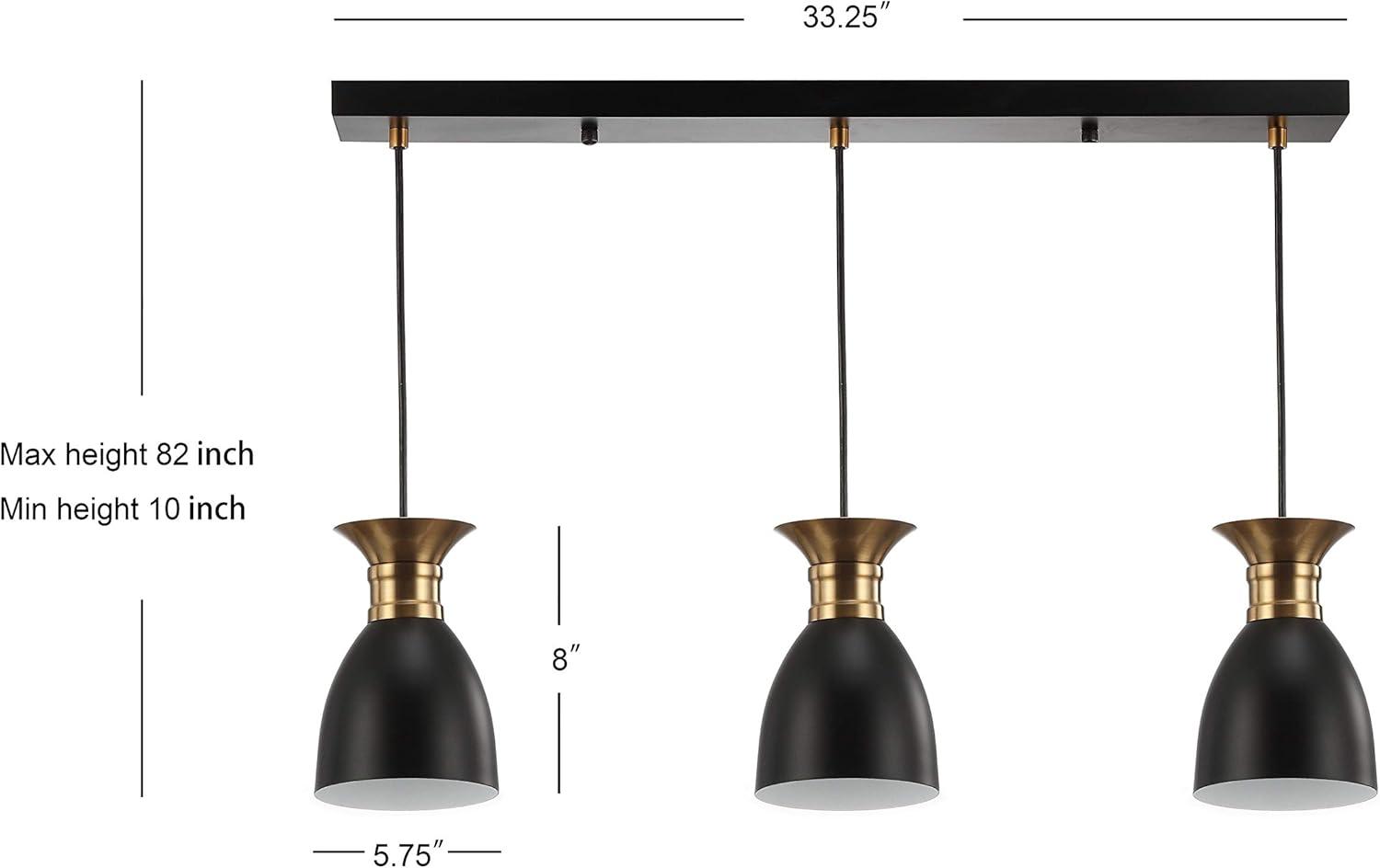 imageJONATHAN Y JYL6138A Edison 3325quot Linear 3Light Metal LED Pendant Contemporary Dimmable Dining Room Living Room Kitchen Foyer Bedroom Hallway BlackBrass Gold3325 3 Light