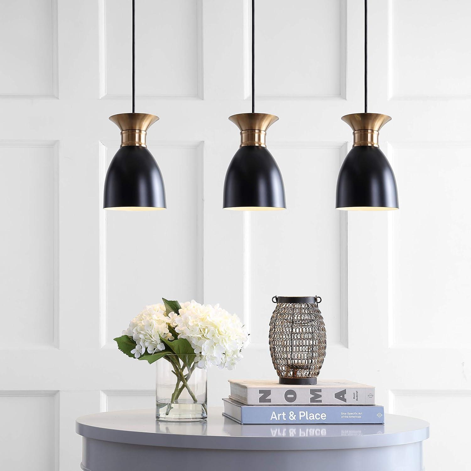 imageJONATHAN Y JYL6138A Edison 3325quot Linear 3Light Metal LED Pendant Contemporary Dimmable Dining Room Living Room Kitchen Foyer Bedroom Hallway BlackBrass Gold3325 3 Light