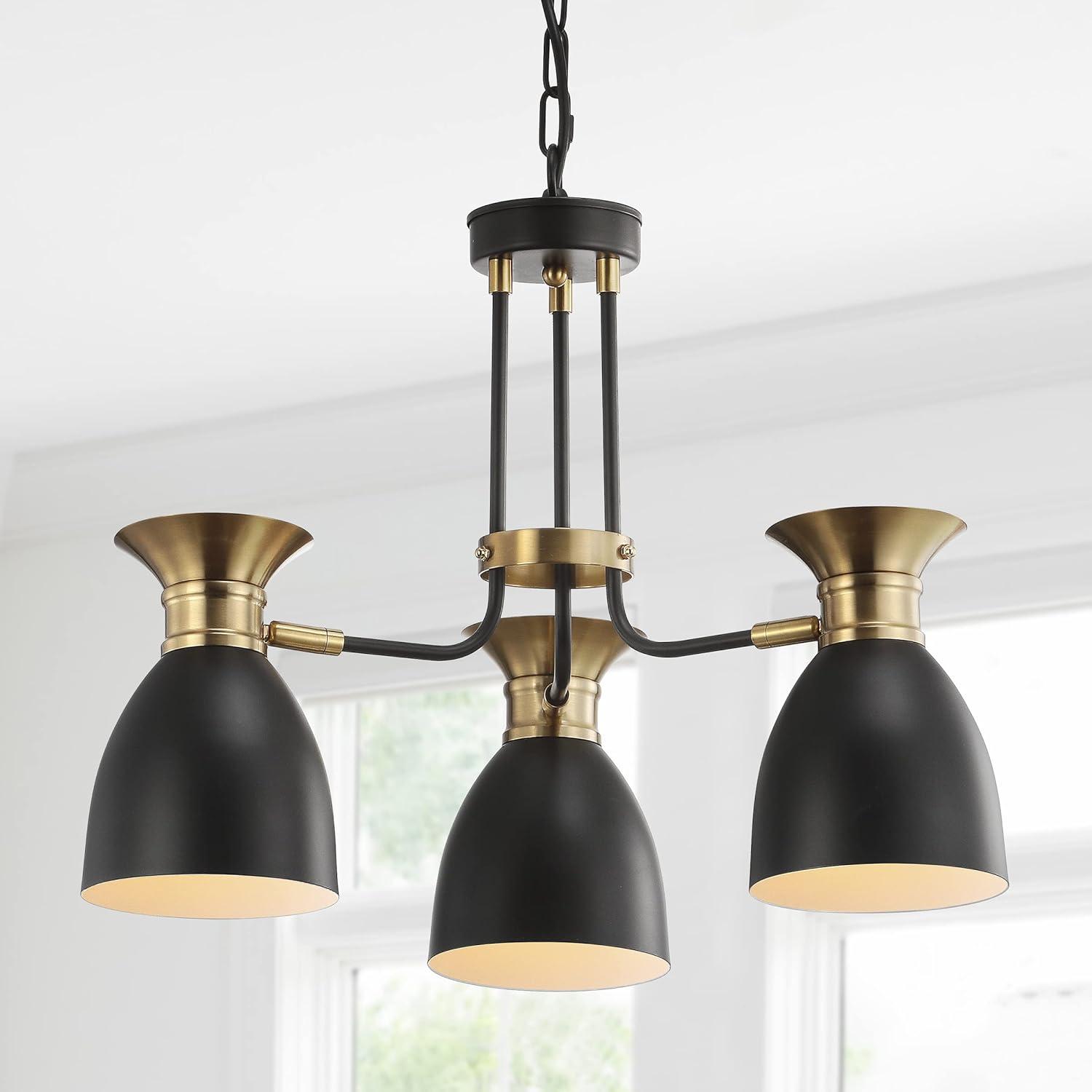imageJONATHAN Y JYL6138A Edison 3325quot Linear 3Light Metal LED Pendant Contemporary Dimmable Dining Room Living Room Kitchen Foyer Bedroom Hallway BlackBrass Gold20 3 Light