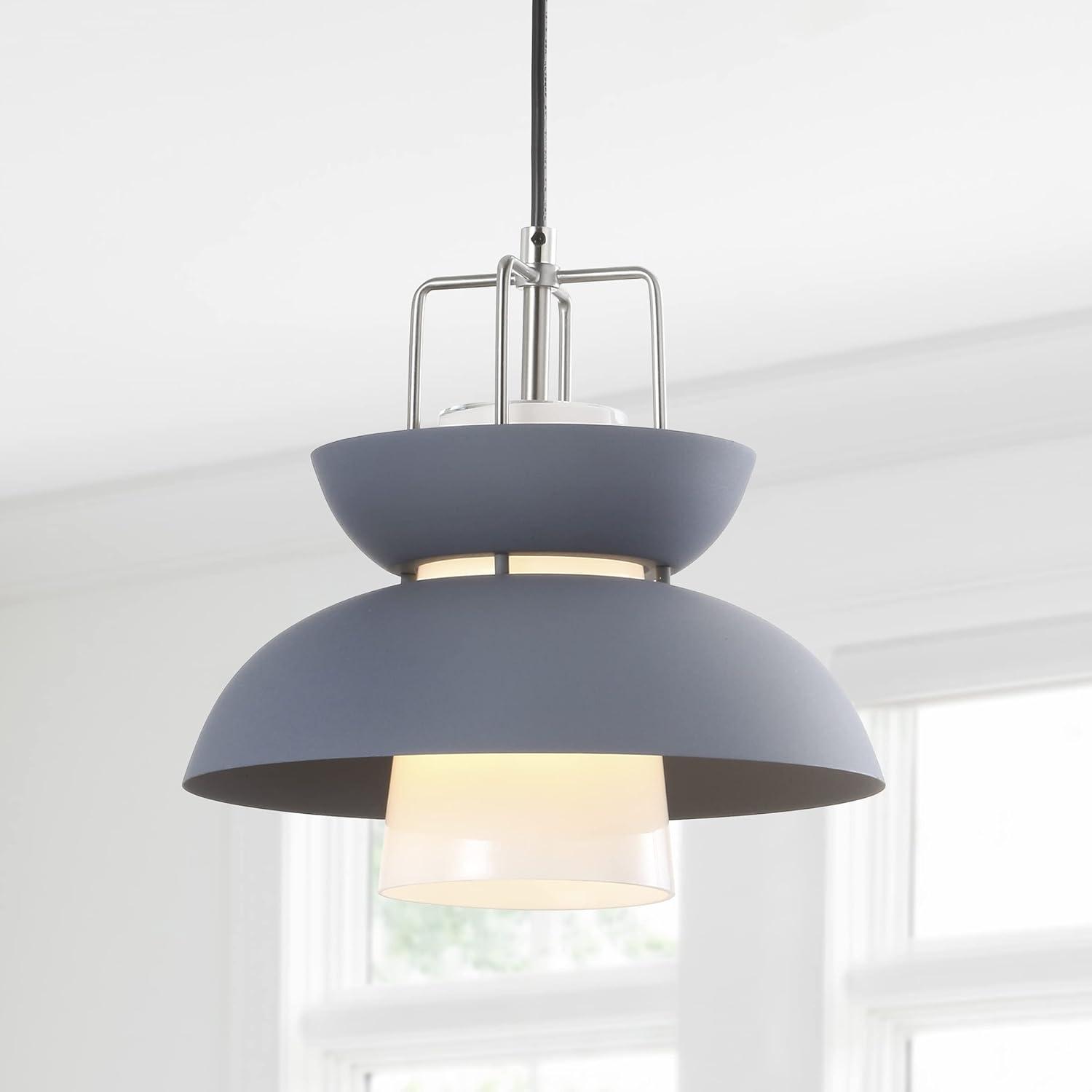 imageJONATHAN Y JYL6139A Paul 11quot Farmhouse Metal LED Pendant Modern Contemporary Dimmable Dining Room Living Room Kitchen Foyer Bedroom Hallway Gray