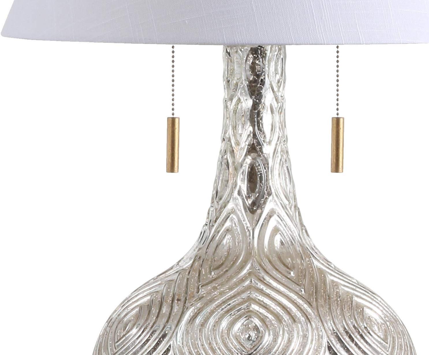 imageJONATHAN Y JYL6206A Highland 3075quot Gourd Glass LED Table Lamp Contemporary Transitional Bedside Desk Nightstand Bedroom Living Room Office College Bookcase LED Bulbs Included Mercury SilverGold