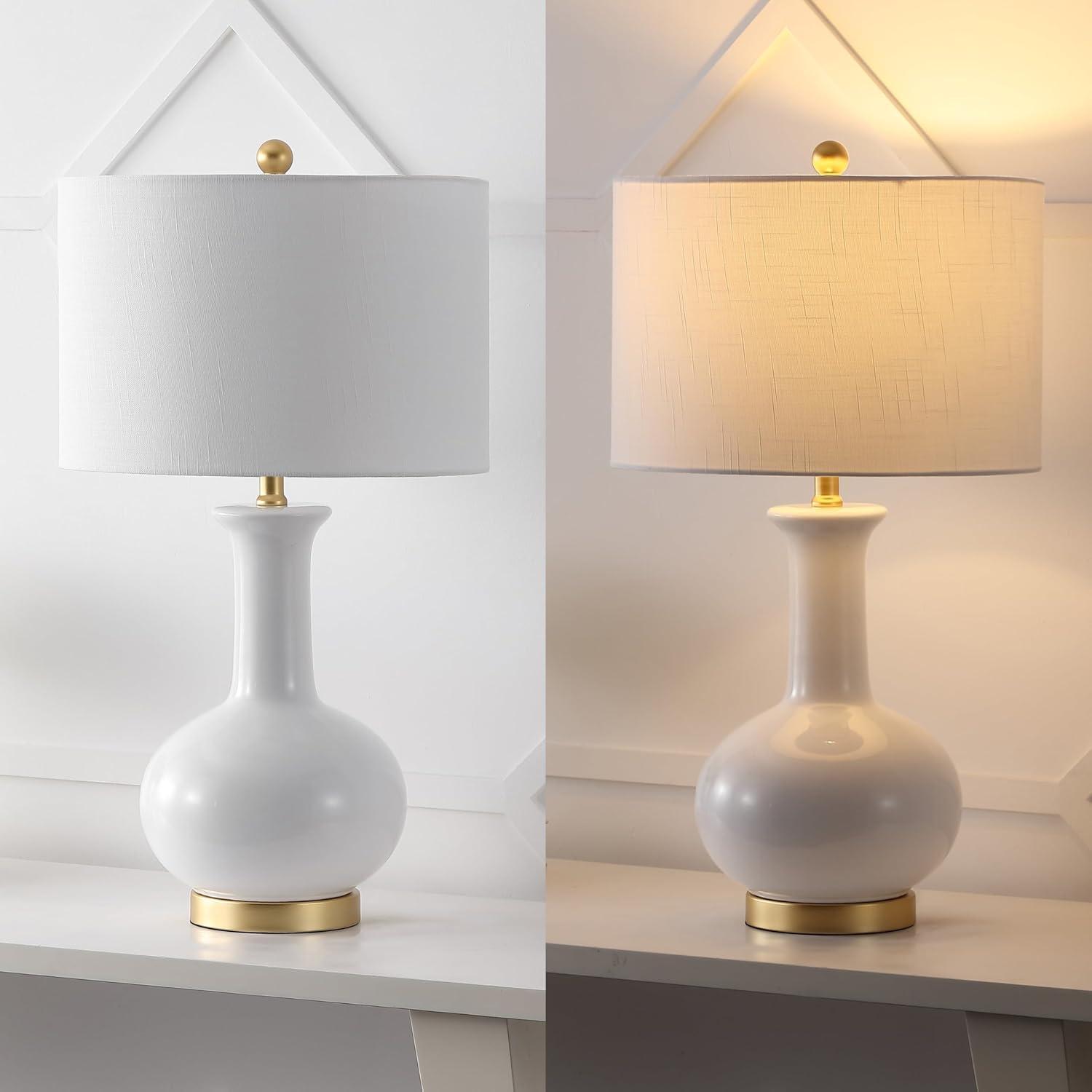 imageJONATHAN Y JYL6208A Brussels 27quot CeramicMetal LED Table Lamp Contemporary Transitional Bedside Desk Nightstand Lamp for Bedroom Living Room Office College Bookcase LED Bulb Included WhiteWhite