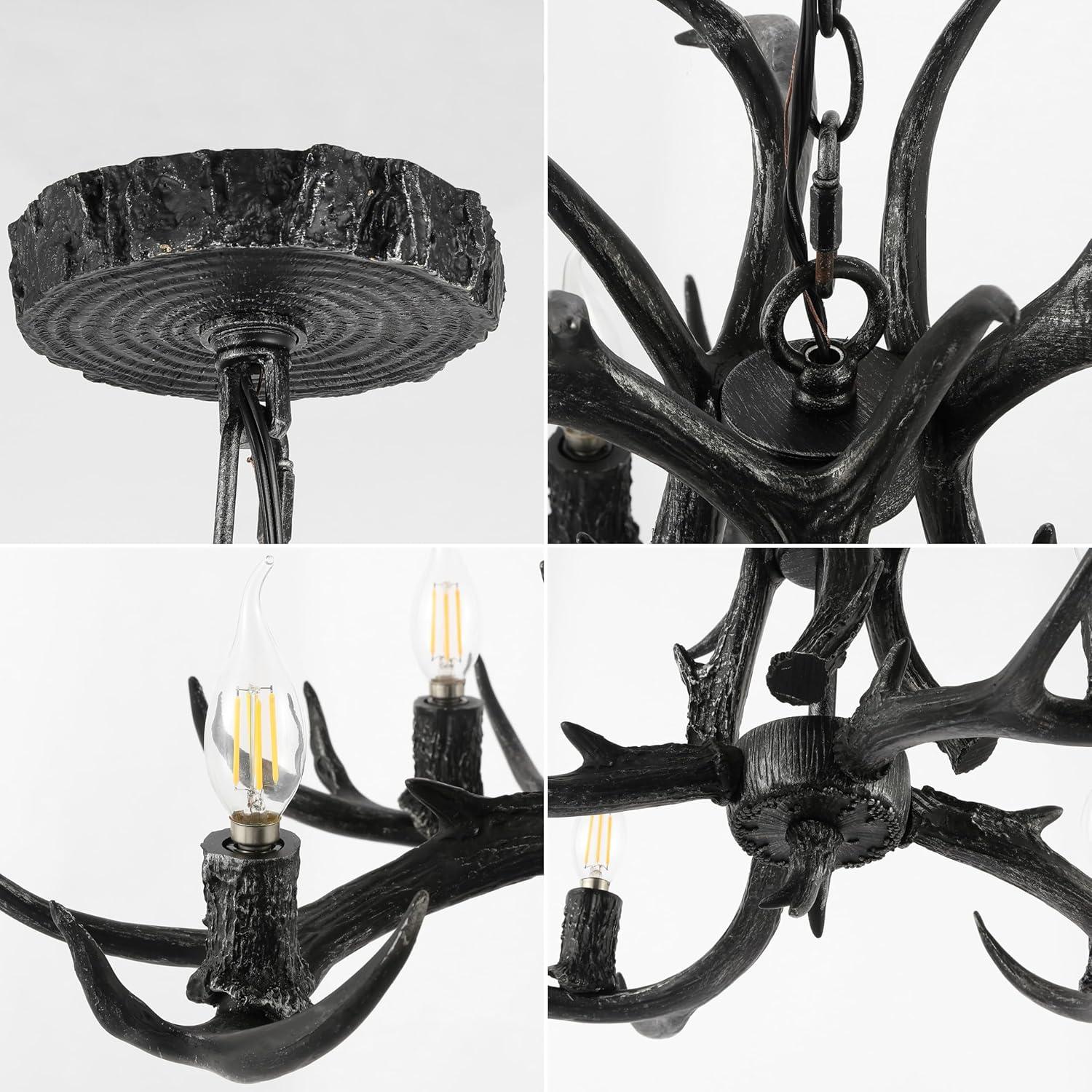 imageJONATHAN Y JYL6300A Eldora 30quot Adjustable Resin Antler 5Light LED Chandelier Glam RusticCottageTransitional Dimmable Dining Room Living Room Kitchen Foyer Bedroom BrownBlack