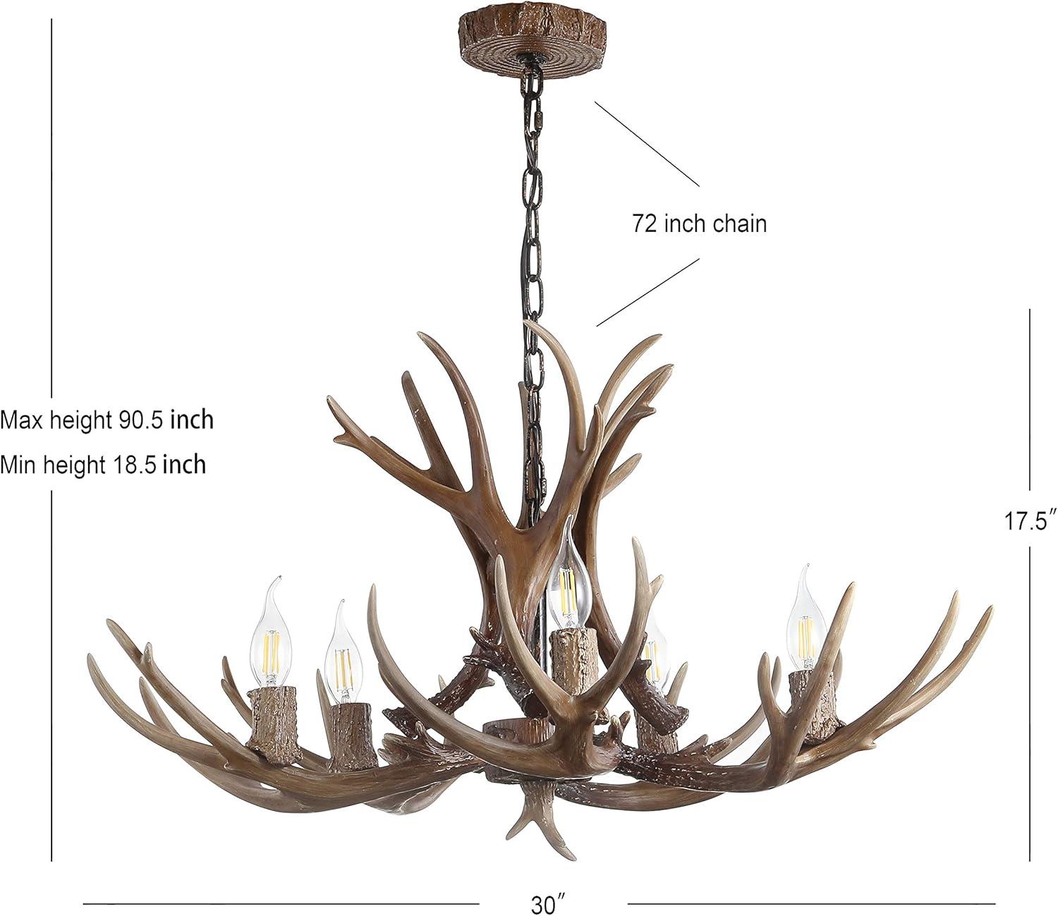 imageJONATHAN Y JYL6300A Eldora 30quot Adjustable Resin Antler 5Light LED Chandelier Glam RusticCottageTransitional Dimmable Dining Room Living Room Kitchen Foyer Bedroom BrownBrown