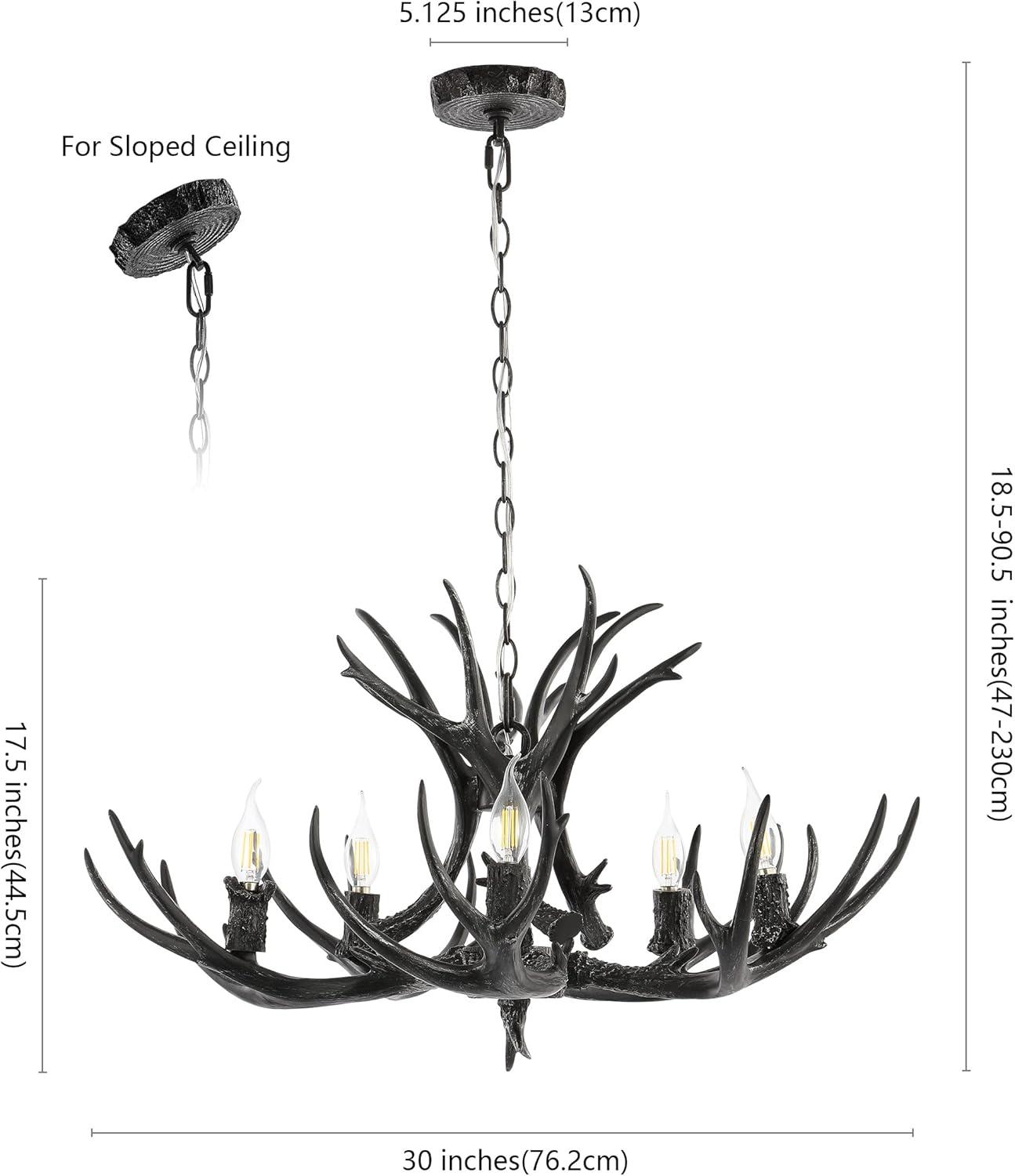 imageJONATHAN Y JYL6300A Eldora 30quot Adjustable Resin Antler 5Light LED Chandelier Glam RusticCottageTransitional Dimmable Dining Room Living Room Kitchen Foyer Bedroom BrownBlack