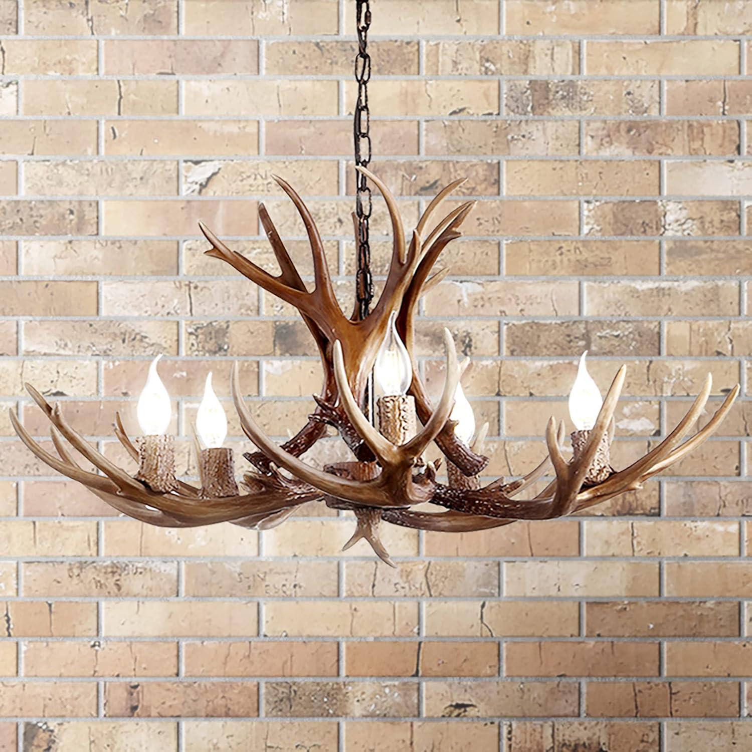 imageJONATHAN Y JYL6300A Eldora 30quot Adjustable Resin Antler 5Light LED Chandelier Glam RusticCottageTransitional Dimmable Dining Room Living Room Kitchen Foyer Bedroom BrownBrown