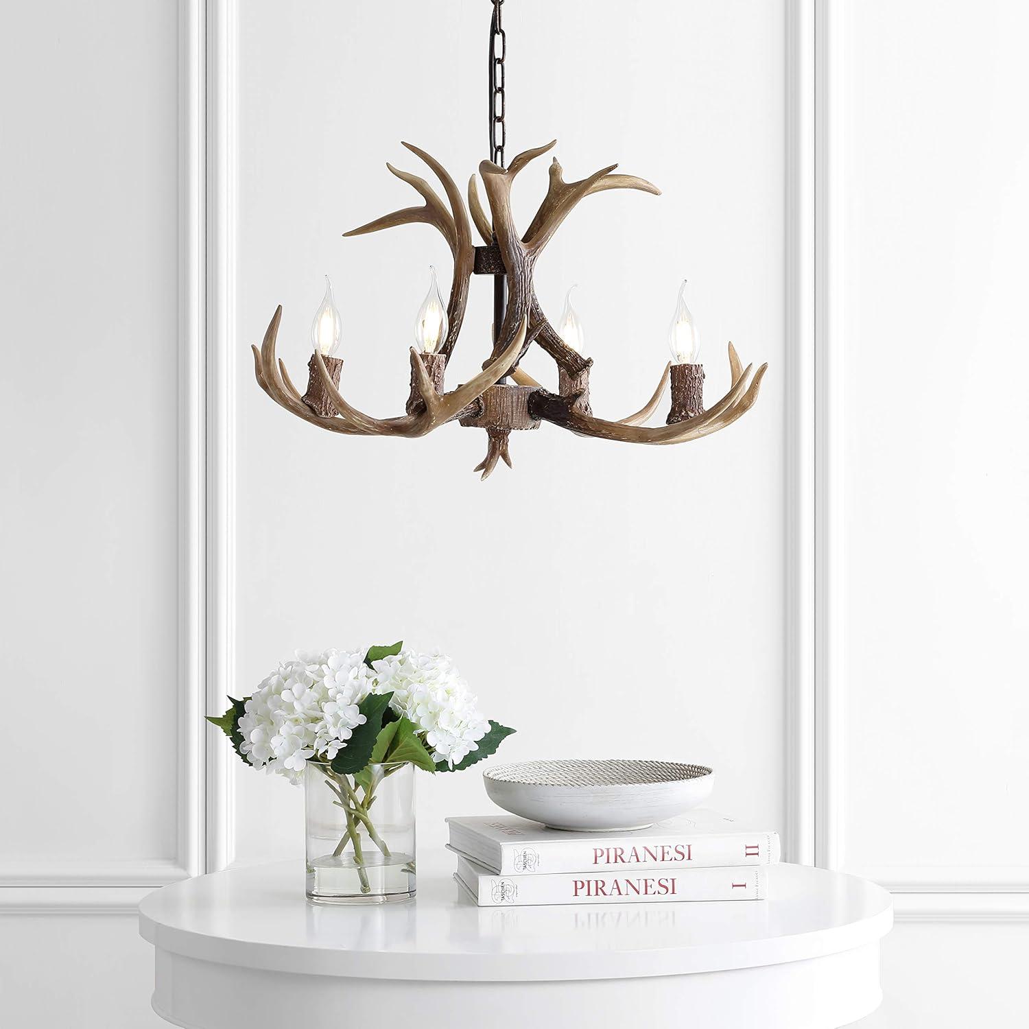 imageJONATHAN Y JYL6300A Eldora 30quot Adjustable Resin Antler 5Light LED Chandelier Glam RusticCottageTransitional Dimmable Dining Room Living Room Kitchen Foyer Bedroom BrownBrown