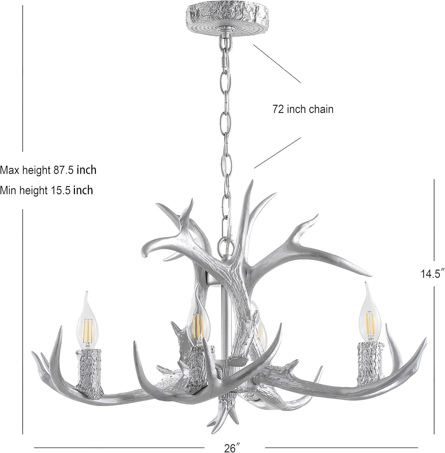 imageJONATHAN Y JYL6300A Eldora 30quot Adjustable Resin Antler 5Light LED Chandelier Glam RusticCottageTransitional Dimmable Dining Room Living Room Kitchen Foyer Bedroom BrownSilver