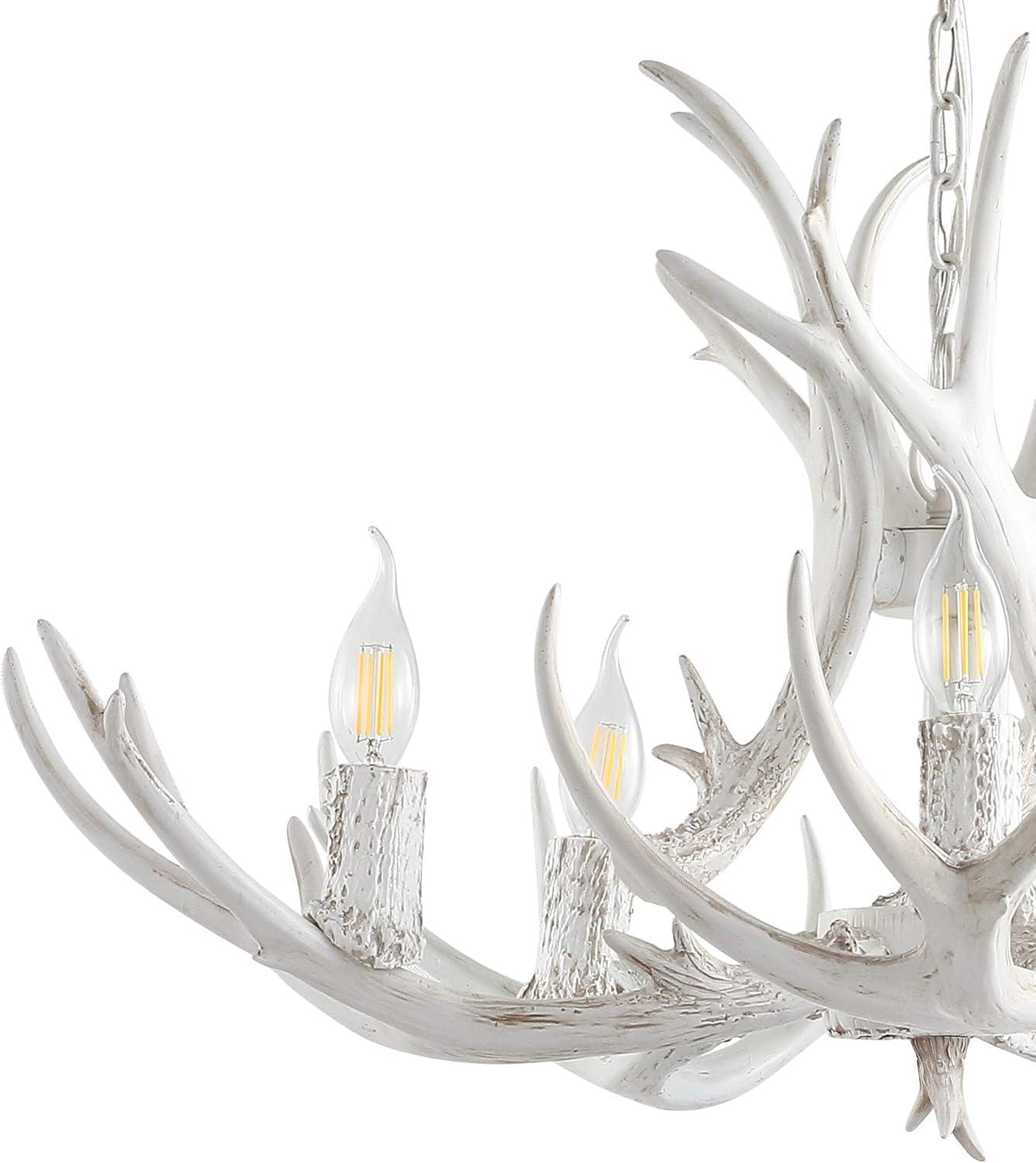 imageJONATHAN Y JYL6300A Eldora 30quot Adjustable Resin Antler 5Light LED Chandelier Glam RusticCottageTransitional Dimmable Dining Room Living Room Kitchen Foyer Bedroom BrownWhite