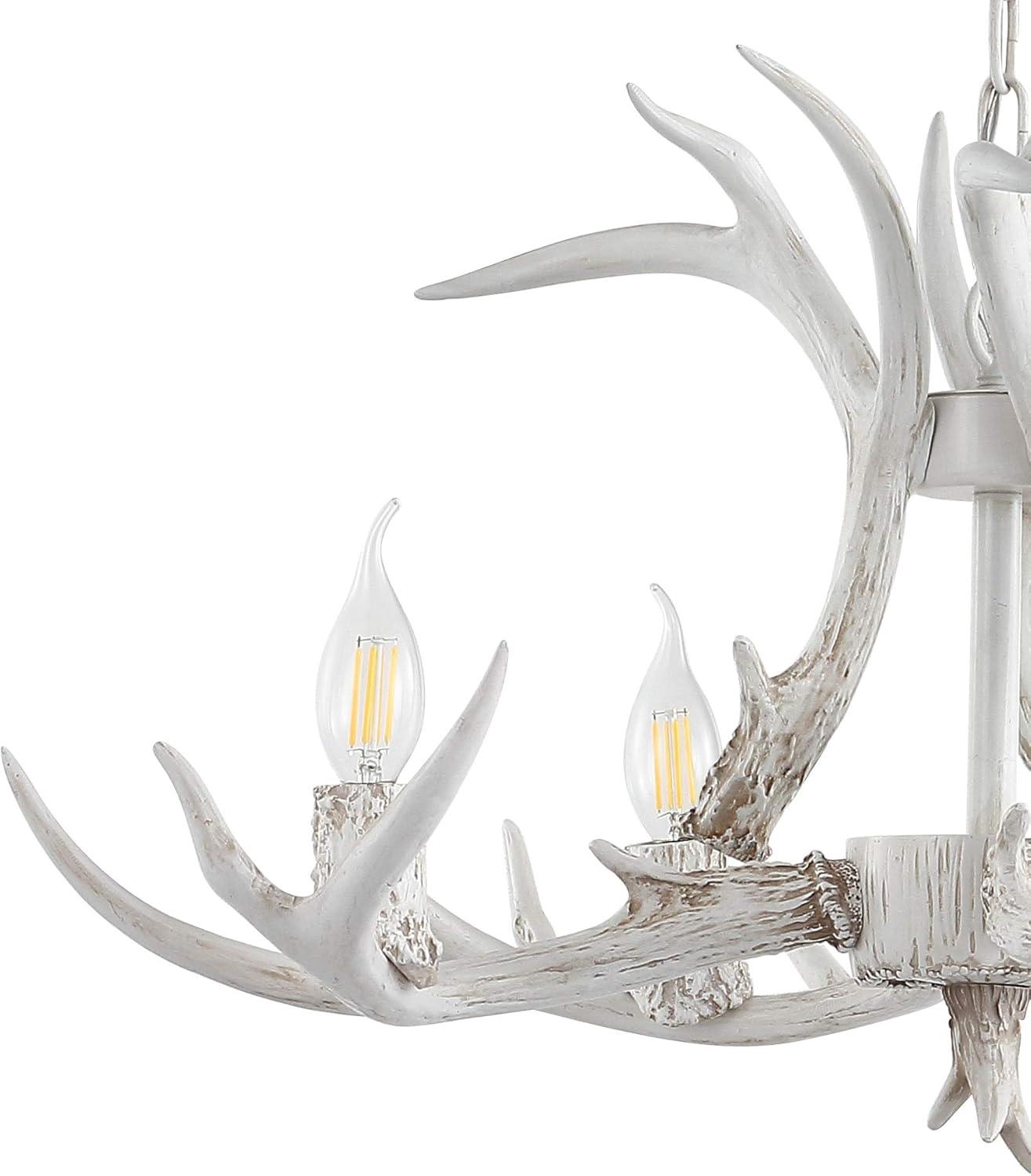imageJONATHAN Y JYL6300A Eldora 30quot Adjustable Resin Antler 5Light LED Chandelier Glam RusticCottageTransitional Dimmable Dining Room Living Room Kitchen Foyer Bedroom BrownWhite