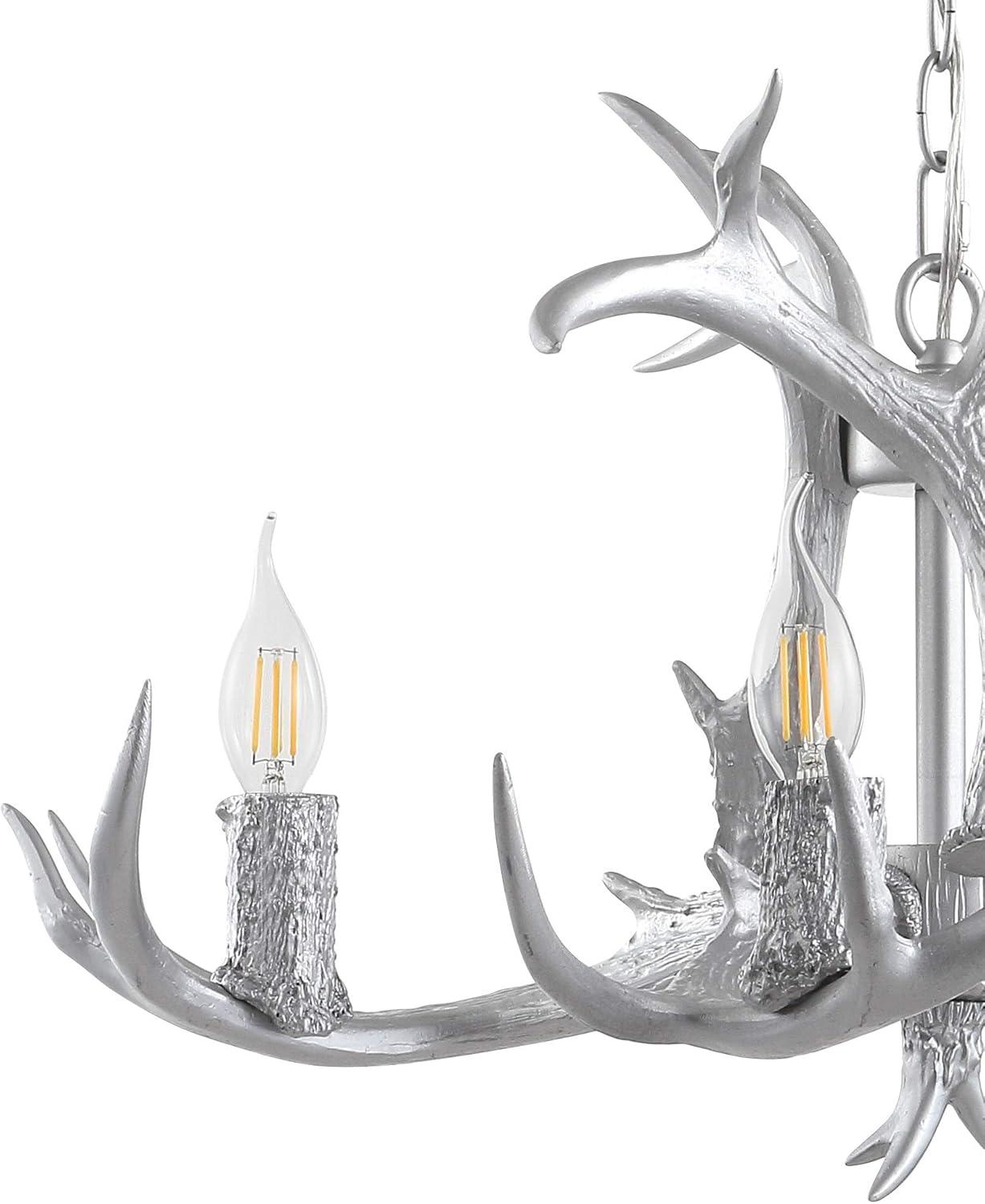 imageJONATHAN Y JYL6300A Eldora 30quot Adjustable Resin Antler 5Light LED Chandelier Glam RusticCottageTransitional Dimmable Dining Room Living Room Kitchen Foyer Bedroom BrownSilver