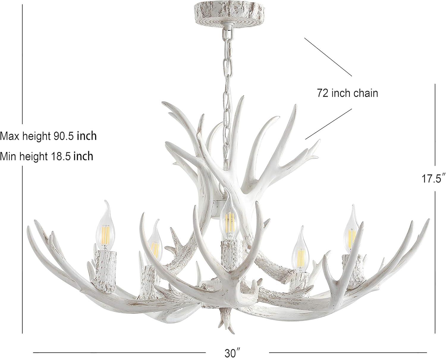 imageJONATHAN Y JYL6300A Eldora 30quot Adjustable Resin Antler 5Light LED Chandelier Glam RusticCottageTransitional Dimmable Dining Room Living Room Kitchen Foyer Bedroom BrownWhite