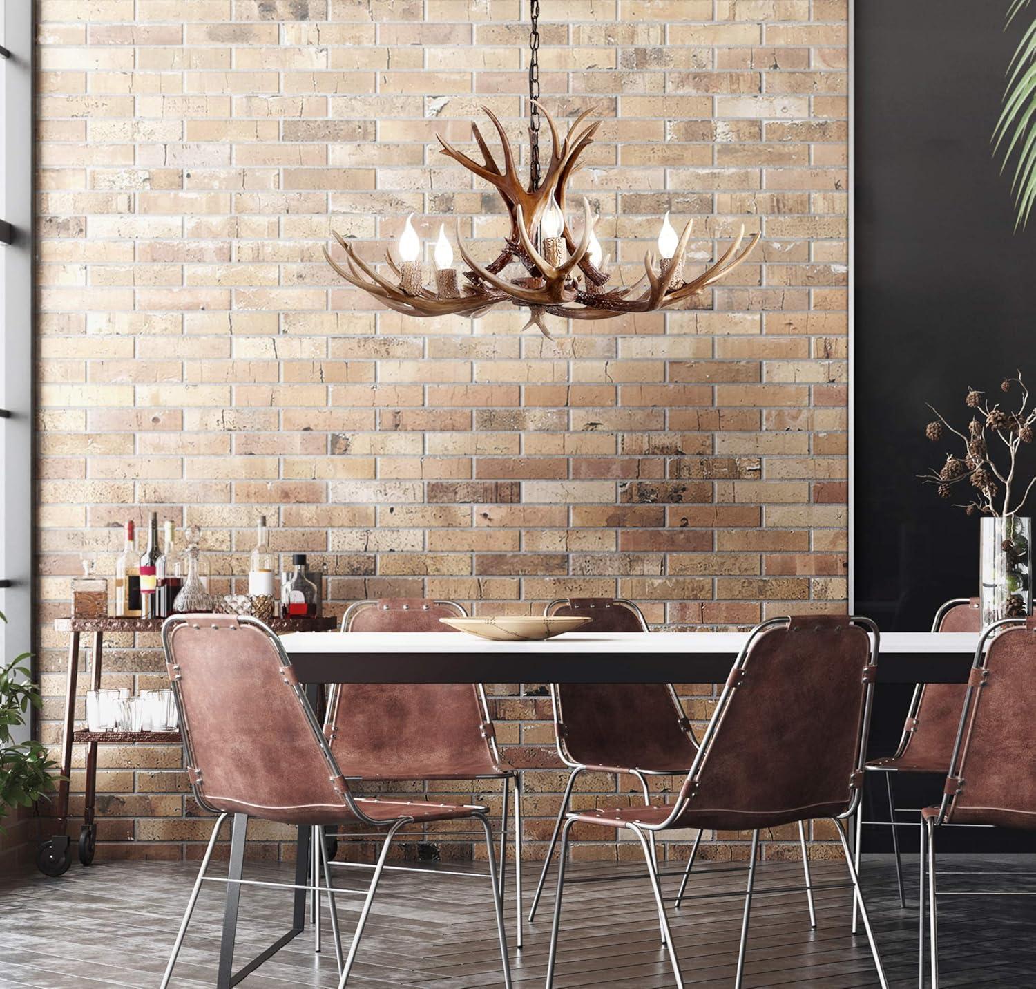 imageJONATHAN Y JYL6300A Eldora 30quot Adjustable Resin Antler 5Light LED Chandelier Glam RusticCottageTransitional Dimmable Dining Room Living Room Kitchen Foyer Bedroom BrownBrown