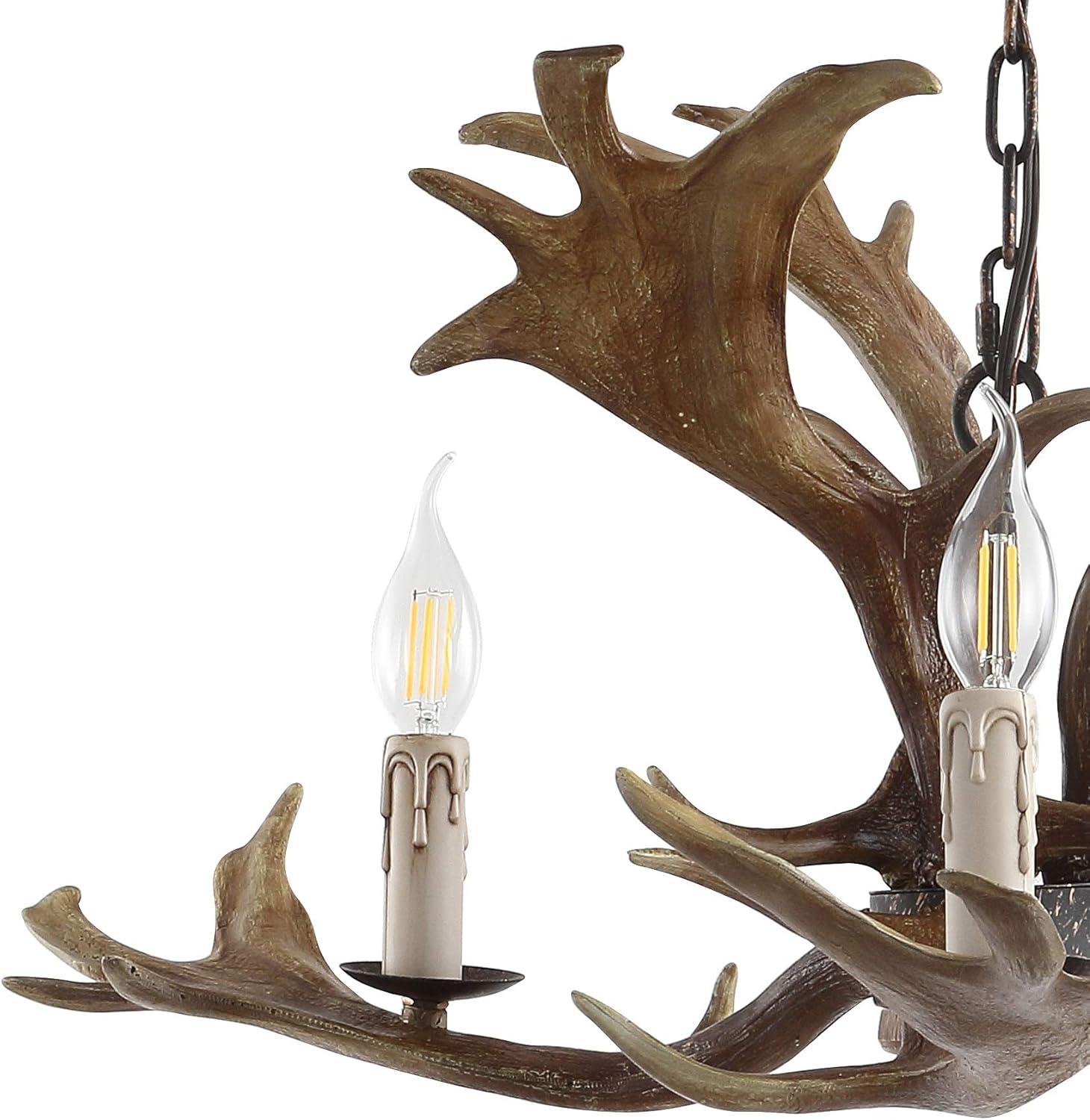imageJONATHAN Y JYL6303A Eldora 27quot Adjustable Resin Antler 3Light LED ChandelierRustic Cottage Transitional Dimmable Dining Room Living Room Kitchen Foyer Bedroom Brown