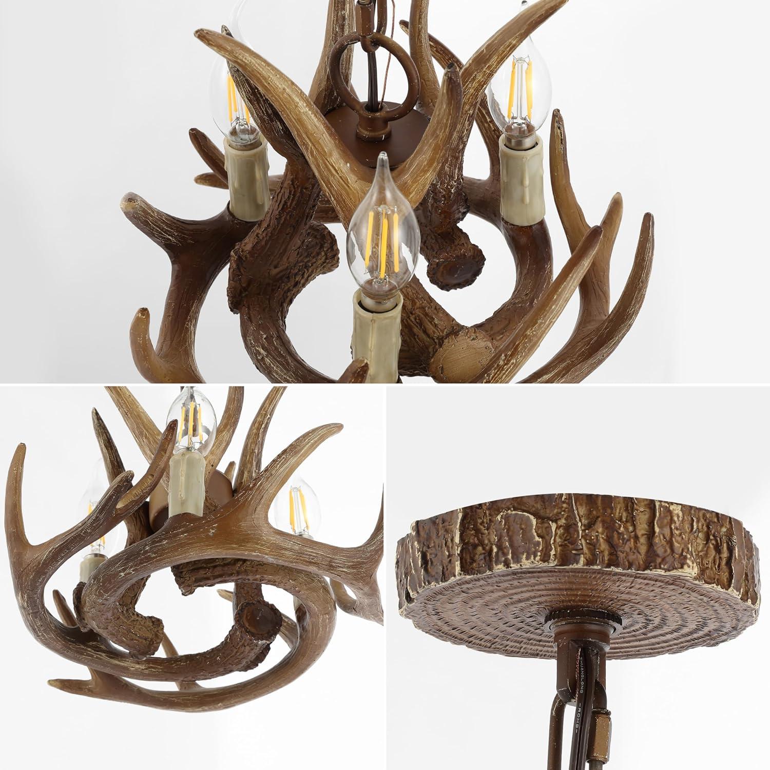 imageJONATHAN Y JYL6304A Eldora 18quot Adjustable Resin Antler 3Light LED ChandelierRustic Cottage Transitional Dimmable Dining Room Living Room Kitchen Foyer Bedroom BrownBrown