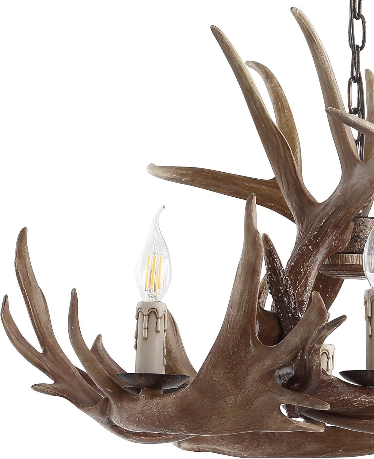 imageJONATHAN Y JYL6304A Eldora 18quot Adjustable Resin Antler 3Light LED ChandelierRustic Cottage Transitional Dimmable Dining Room Living Room Kitchen Foyer Bedroom BrownBrown