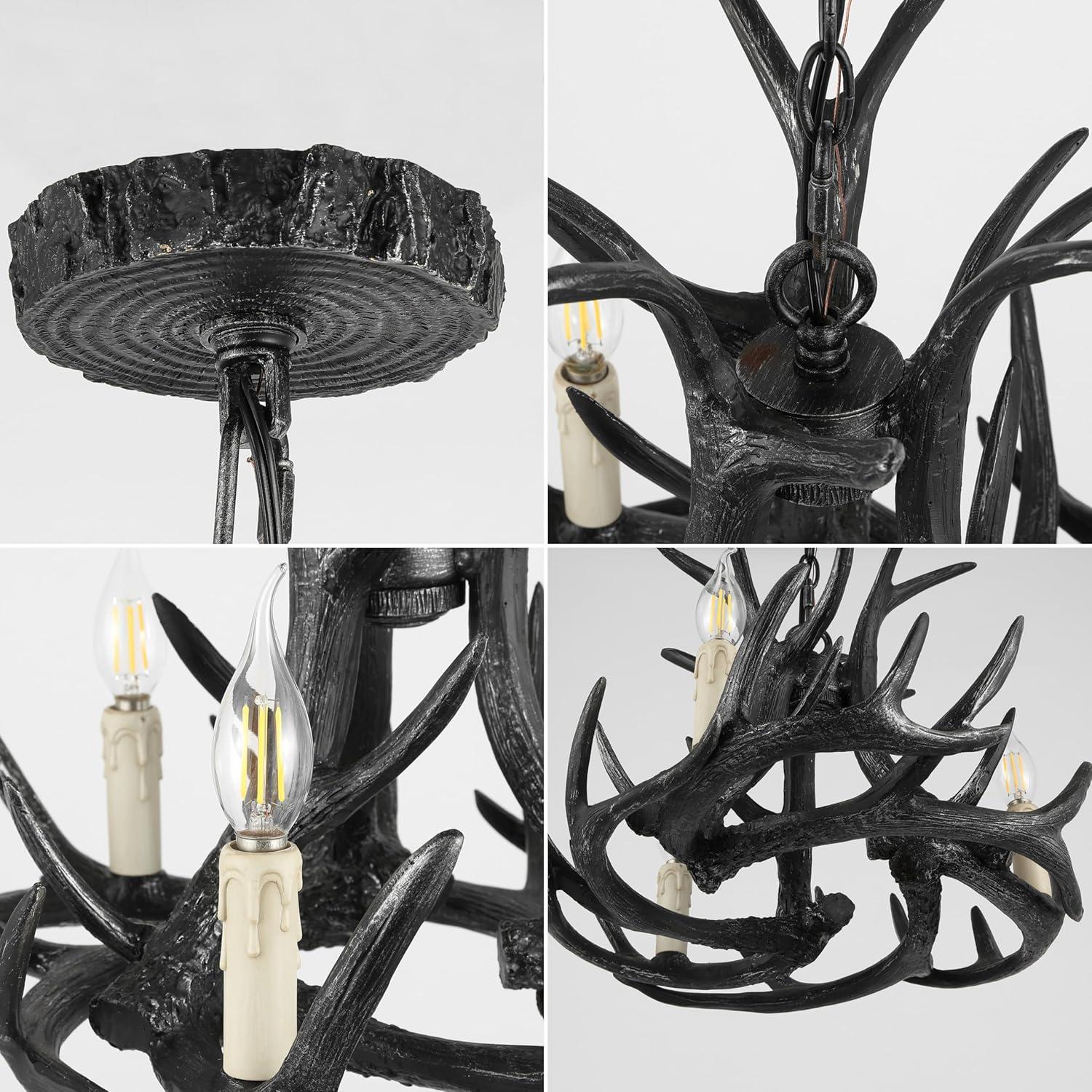 imageJONATHAN Y JYL6304A Eldora 18quot Adjustable Resin Antler 3Light LED ChandelierRustic Cottage Transitional Dimmable Dining Room Living Room Kitchen Foyer Bedroom BrownBlack