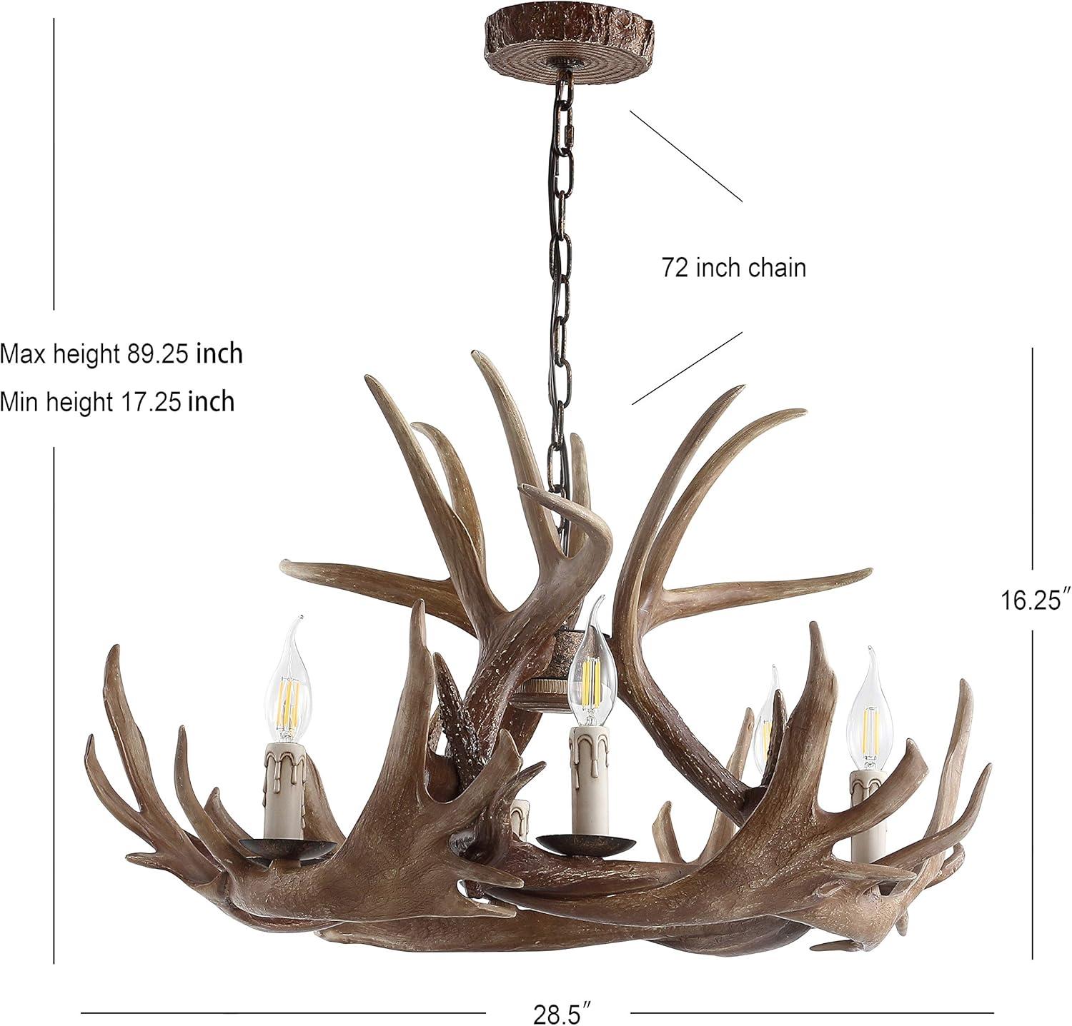 imageJONATHAN Y JYL6304A Eldora 18quot Adjustable Resin Antler 3Light LED ChandelierRustic Cottage Transitional Dimmable Dining Room Living Room Kitchen Foyer Bedroom BrownBrown