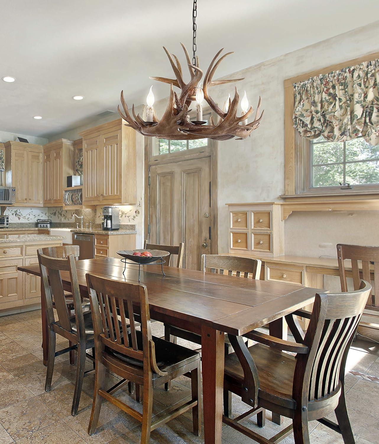 imageJONATHAN Y JYL6304A Eldora 18quot Adjustable Resin Antler 3Light LED ChandelierRustic Cottage Transitional Dimmable Dining Room Living Room Kitchen Foyer Bedroom BrownBrown