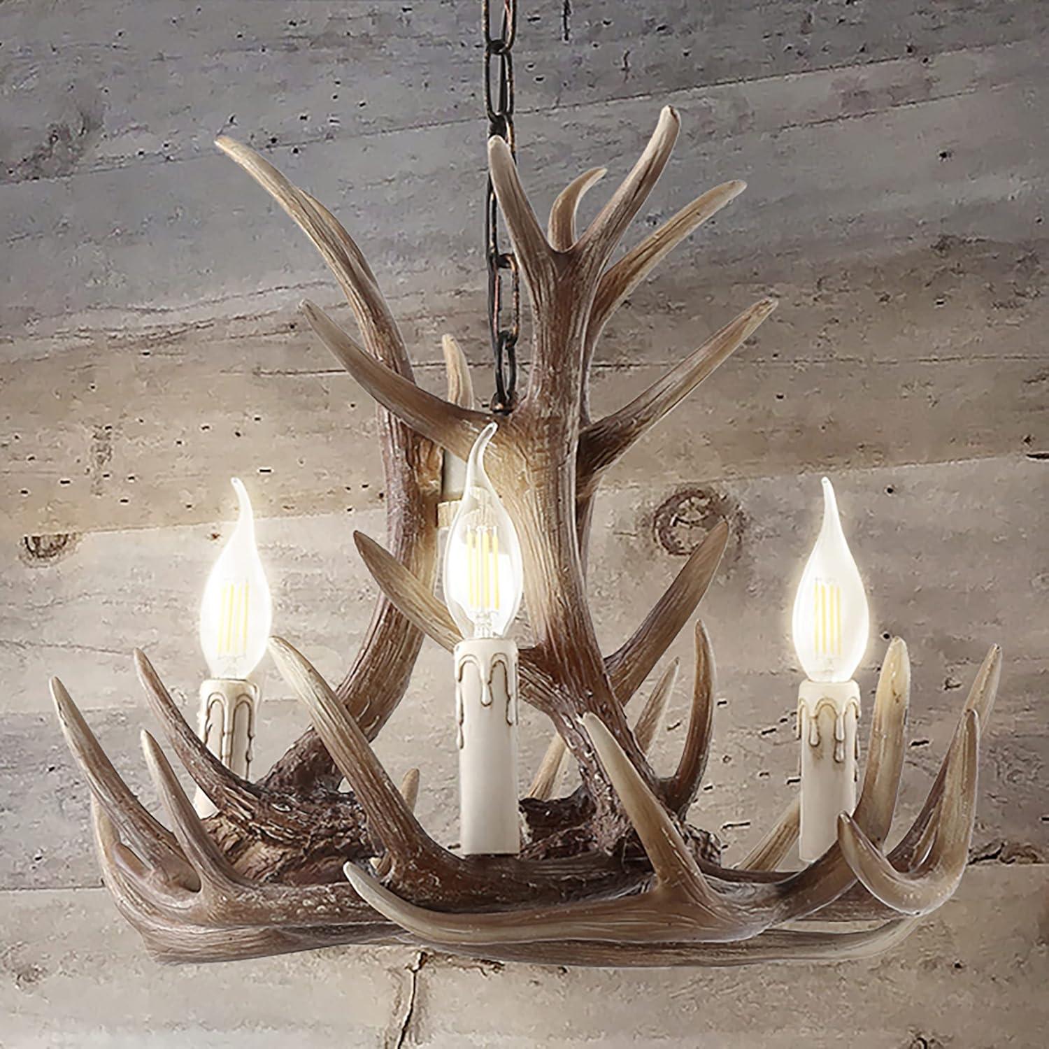 imageJONATHAN Y JYL6304A Eldora 18quot Adjustable Resin Antler 3Light LED ChandelierRustic Cottage Transitional Dimmable Dining Room Living Room Kitchen Foyer Bedroom BrownBrown