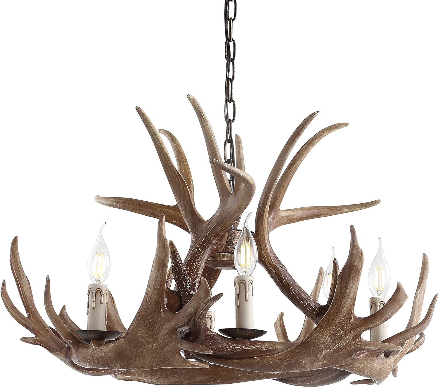 imageJONATHAN Y JYL6304A Eldora 18quot Adjustable Resin Antler 3Light LED ChandelierRustic Cottage Transitional Dimmable Dining Room Living Room Kitchen Foyer Bedroom BrownBrown