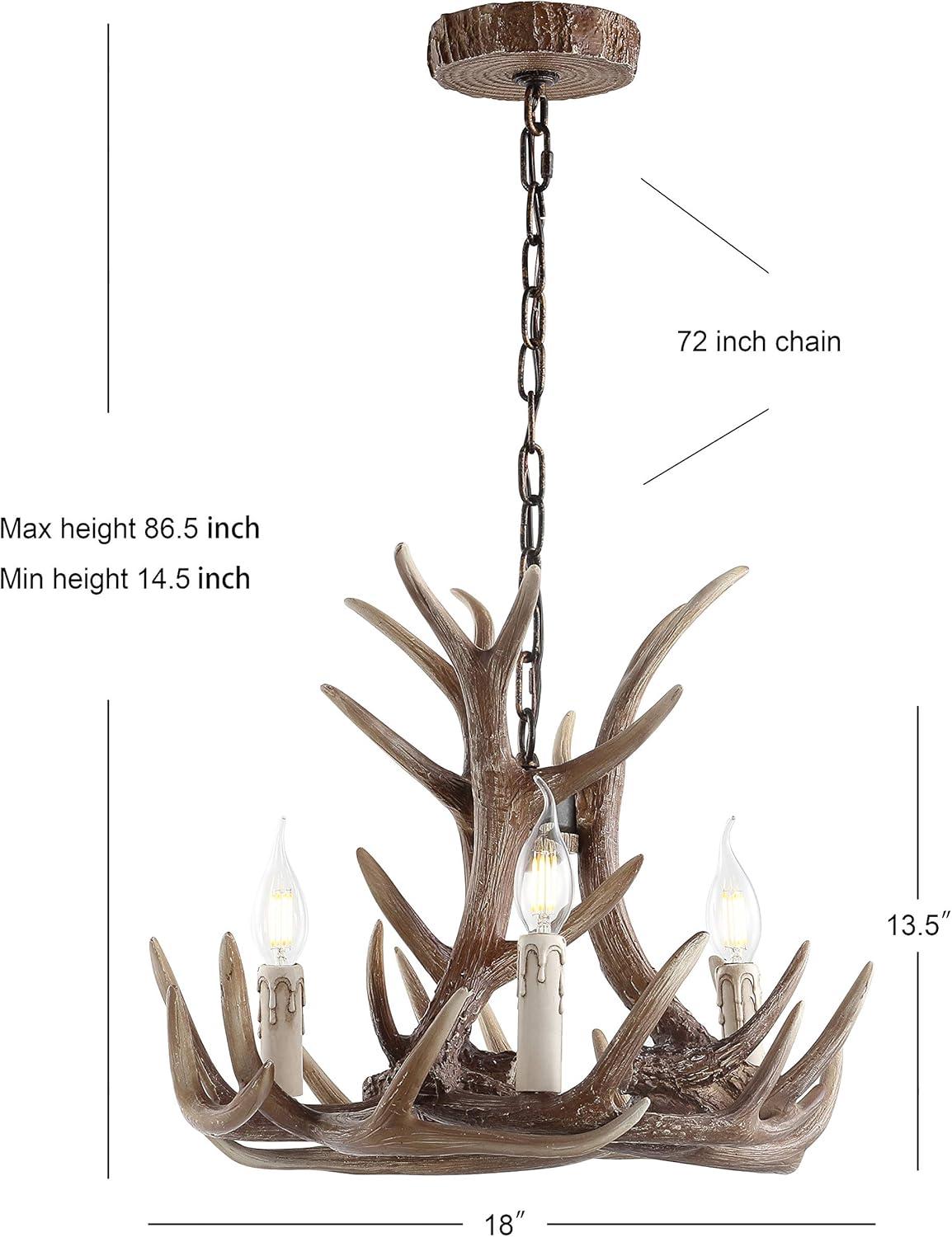 imageJONATHAN Y JYL6304A Eldora 18quot Adjustable Resin Antler 3Light LED ChandelierRustic Cottage Transitional Dimmable Dining Room Living Room Kitchen Foyer Bedroom BrownBrown