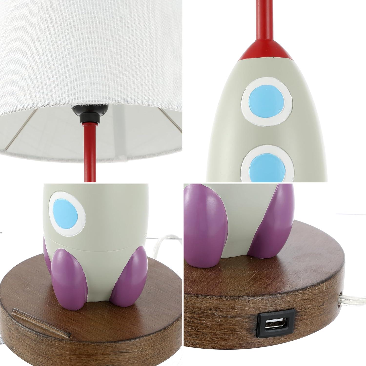 imageJONATHAN Y JYL6310A Houston 175quot Coastal Style IronResin Rocket LED Kids Table Lamp with Phone Stand and USB Charging Port Traditional MidCentury Classic Living Room Bedroom MultiColor