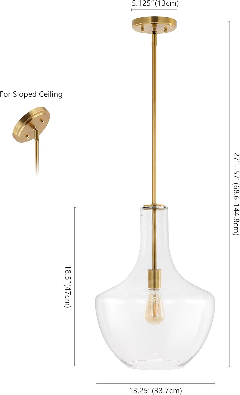 imageJONATHAN Y JYL6400C Watts 105quot 1Light MidCentury Modern IronGlass LED Pendant Contemporary Coastal Vintage Bedroom Living Room Brass GoldClearBrass GoldClear