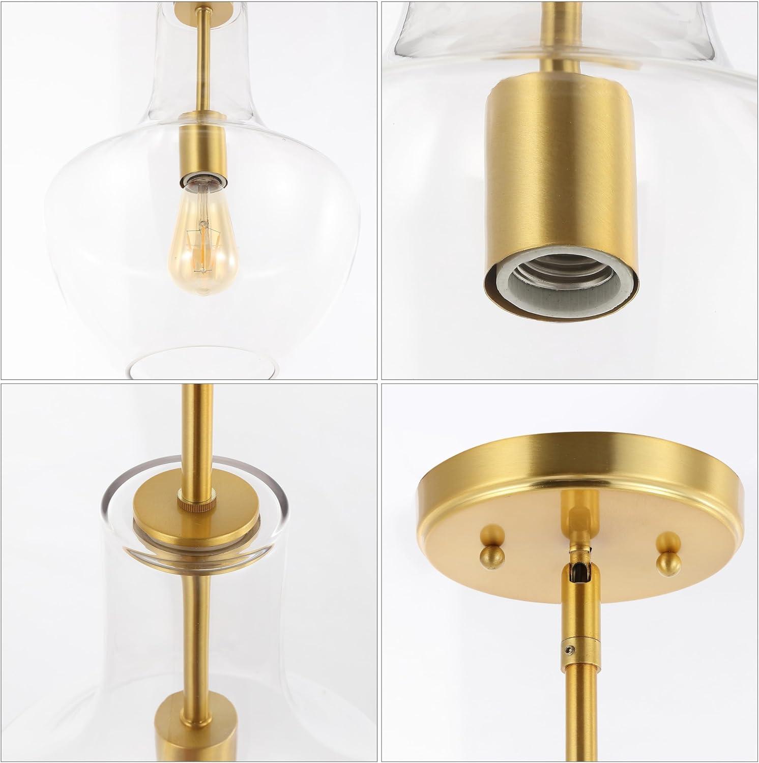 imageJONATHAN Y JYL6400C Watts 105quot 1Light MidCentury Modern IronGlass LED Pendant Contemporary Coastal Vintage Bedroom Living Room Brass GoldClearBrass GoldClear