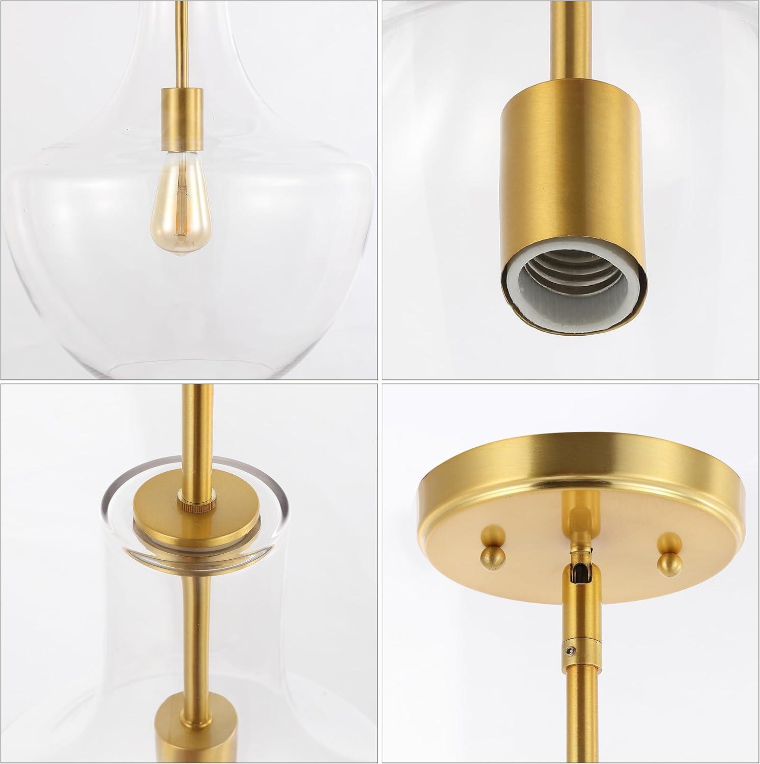 imageJONATHAN Y JYL6400C Watts 105quot 1Light MidCentury Modern IronGlass LED Pendant Contemporary Coastal Vintage Bedroom Living Room Brass GoldClearBrass GoldClear