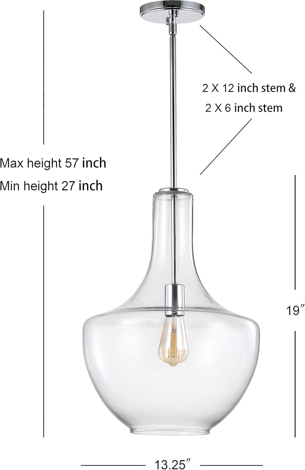 imageJONATHAN Y JYL6400C Watts 105quot 1Light MidCentury Modern IronGlass LED Pendant Contemporary Coastal Vintage Bedroom Living Room Brass GoldClearChromeClear
