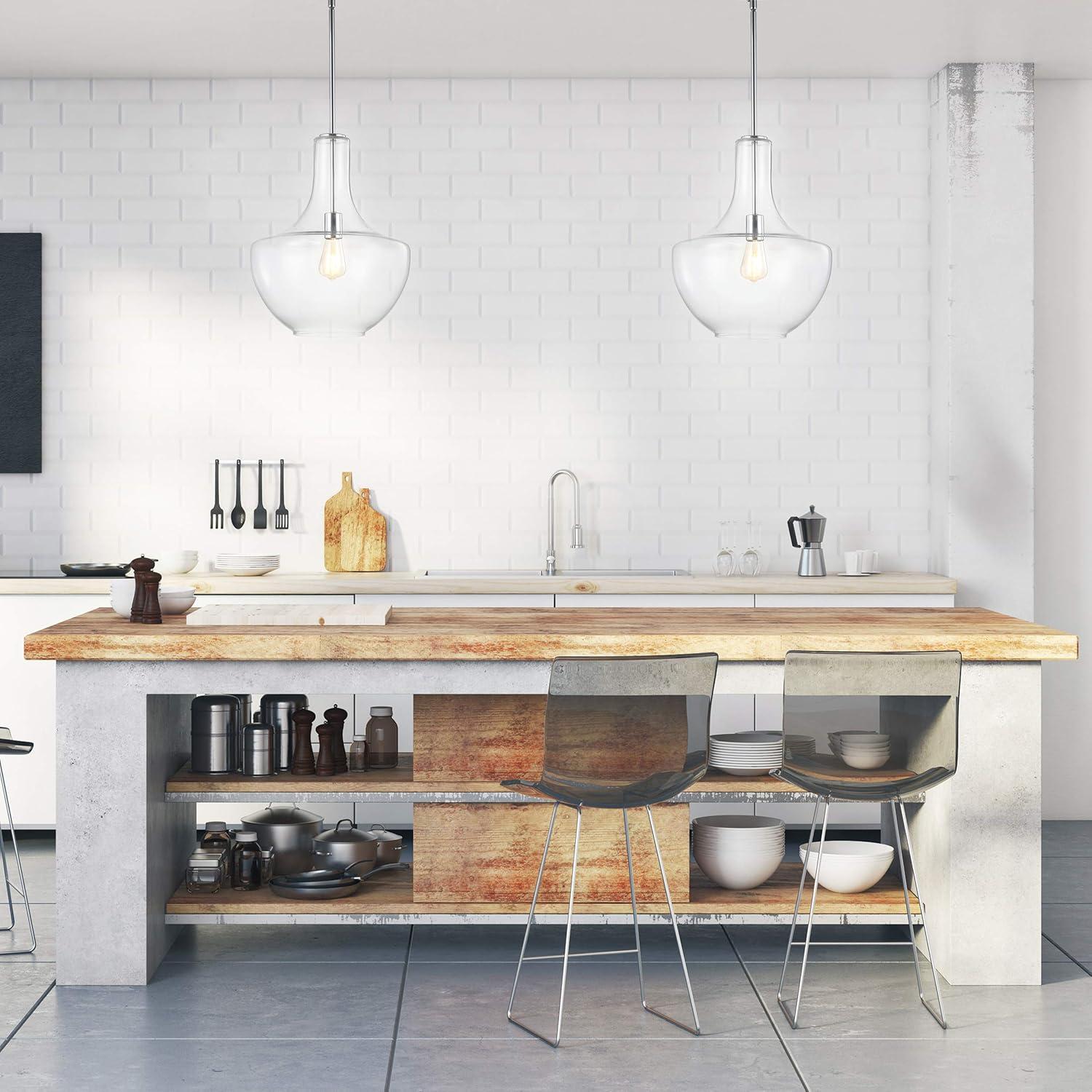 imageJONATHAN Y JYL6400C Watts 105quot 1Light MidCentury Modern IronGlass LED Pendant Contemporary Coastal Vintage Bedroom Living Room Brass GoldClearChromeClear