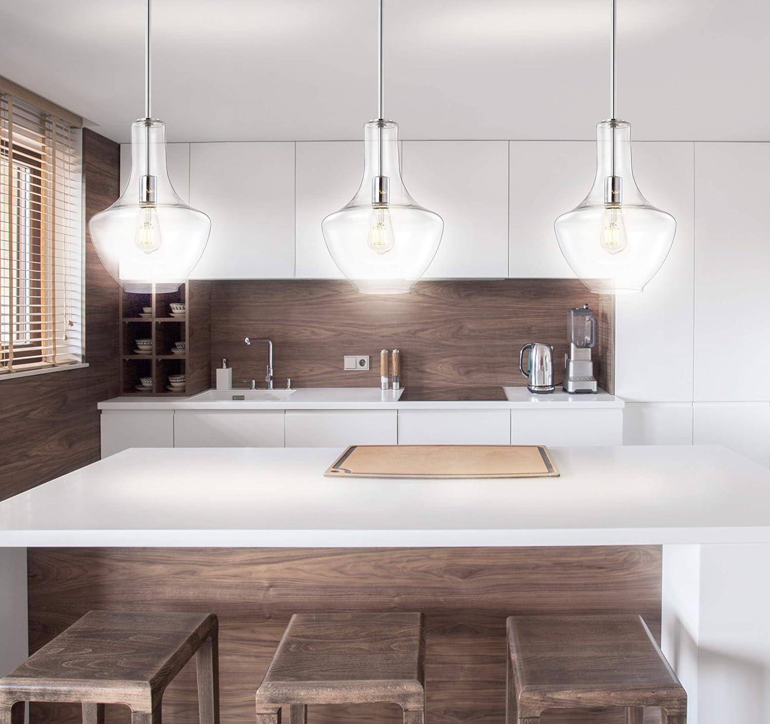 imageJONATHAN Y JYL6400C Watts 105quot 1Light MidCentury Modern IronGlass LED Pendant Contemporary Coastal Vintage Bedroom Living Room Brass GoldClearChromeClear