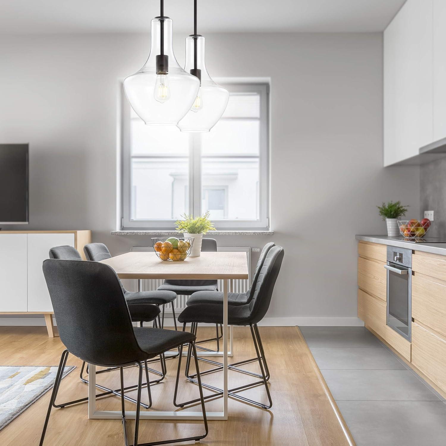 imageJONATHAN Y JYL6400C Watts 105quot 1Light MidCentury Modern IronGlass LED Pendant Contemporary Coastal Vintage Bedroom Living Room Brass GoldClearOil Rubbed BronzeClear