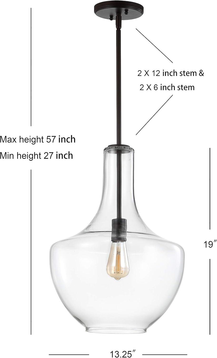 imageJONATHAN Y JYL6400C Watts 105quot 1Light MidCentury Modern IronGlass LED Pendant Contemporary Coastal Vintage Bedroom Living Room Brass GoldClearOil Rubbed BronzeClear