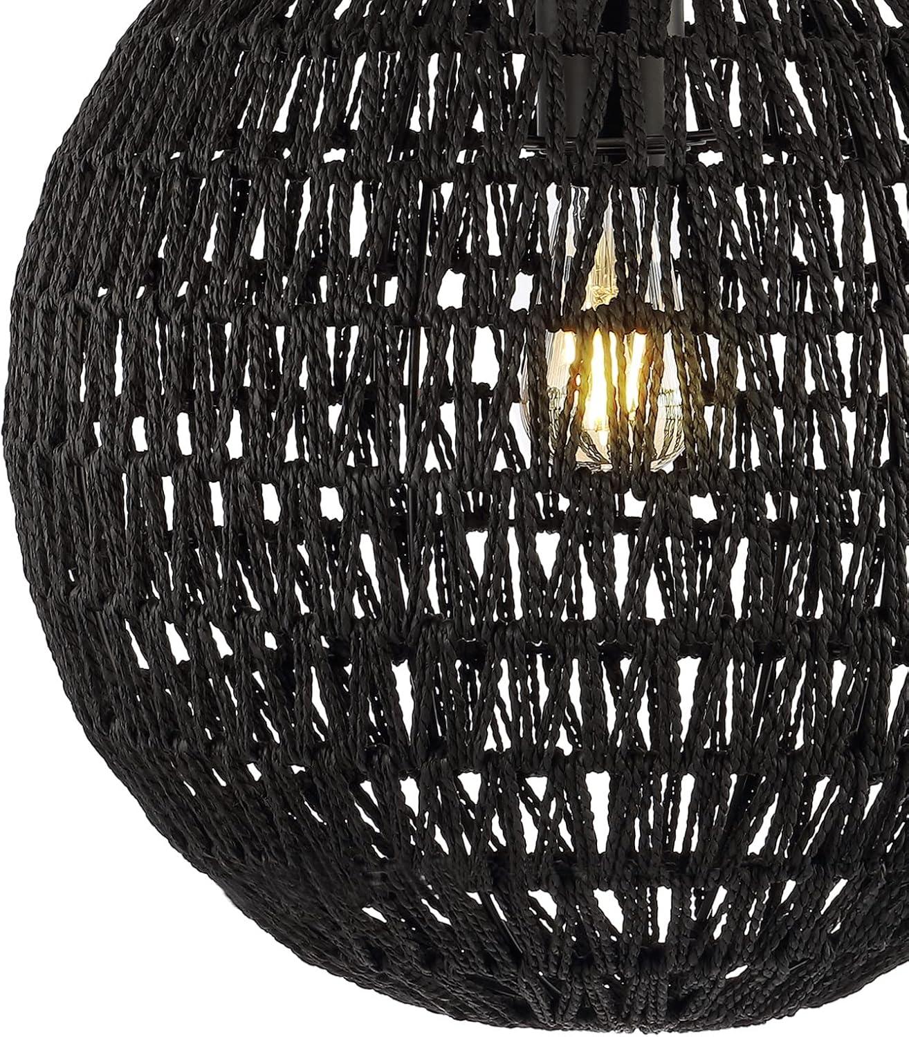 imageJONATHAN Y JYL6503B Luna 1575quot 1Light Bohemian Modern Woven RattanIron LED Pendant Farmhouse Coastal Adjustable Dining Room Living Room Kitchen Island Foyer Bedroom Hallway CreamWhiteBlack