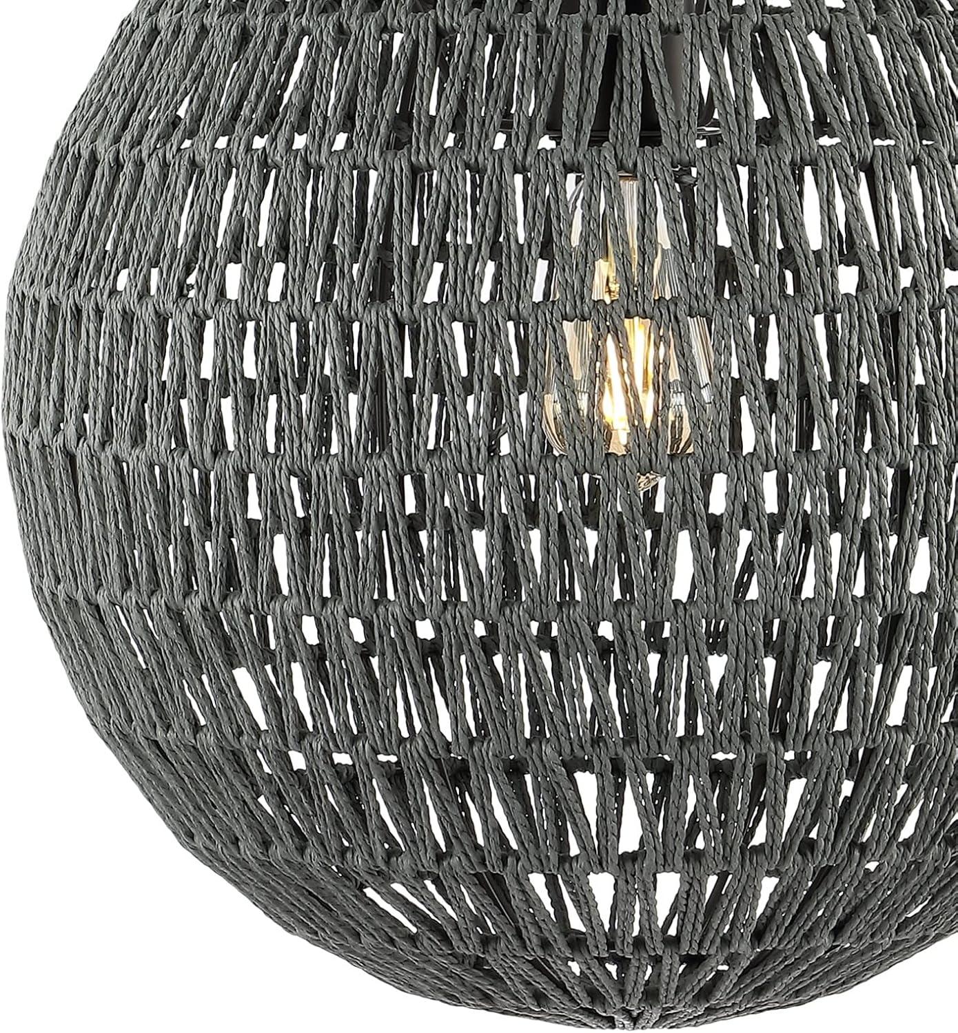 imageJONATHAN Y JYL6503B Luna 1575quot 1Light Bohemian Modern Woven RattanIron LED Pendant Farmhouse Coastal Adjustable Dining Room Living Room Kitchen Island Foyer Bedroom Hallway CreamWhiteGray