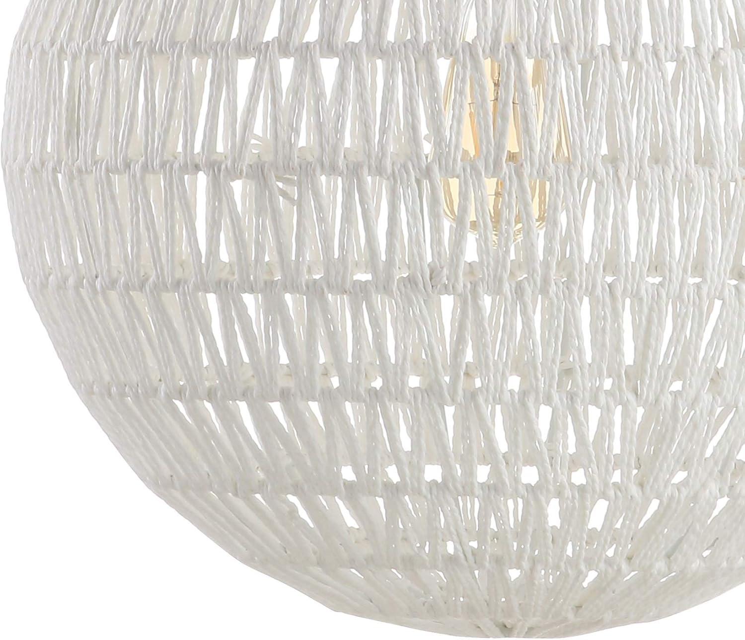 imageJONATHAN Y JYL6503B Luna 1575quot 1Light Bohemian Modern Woven RattanIron LED Pendant Farmhouse Coastal Adjustable Dining Room Living Room Kitchen Island Foyer Bedroom Hallway CreamWhiteWhite