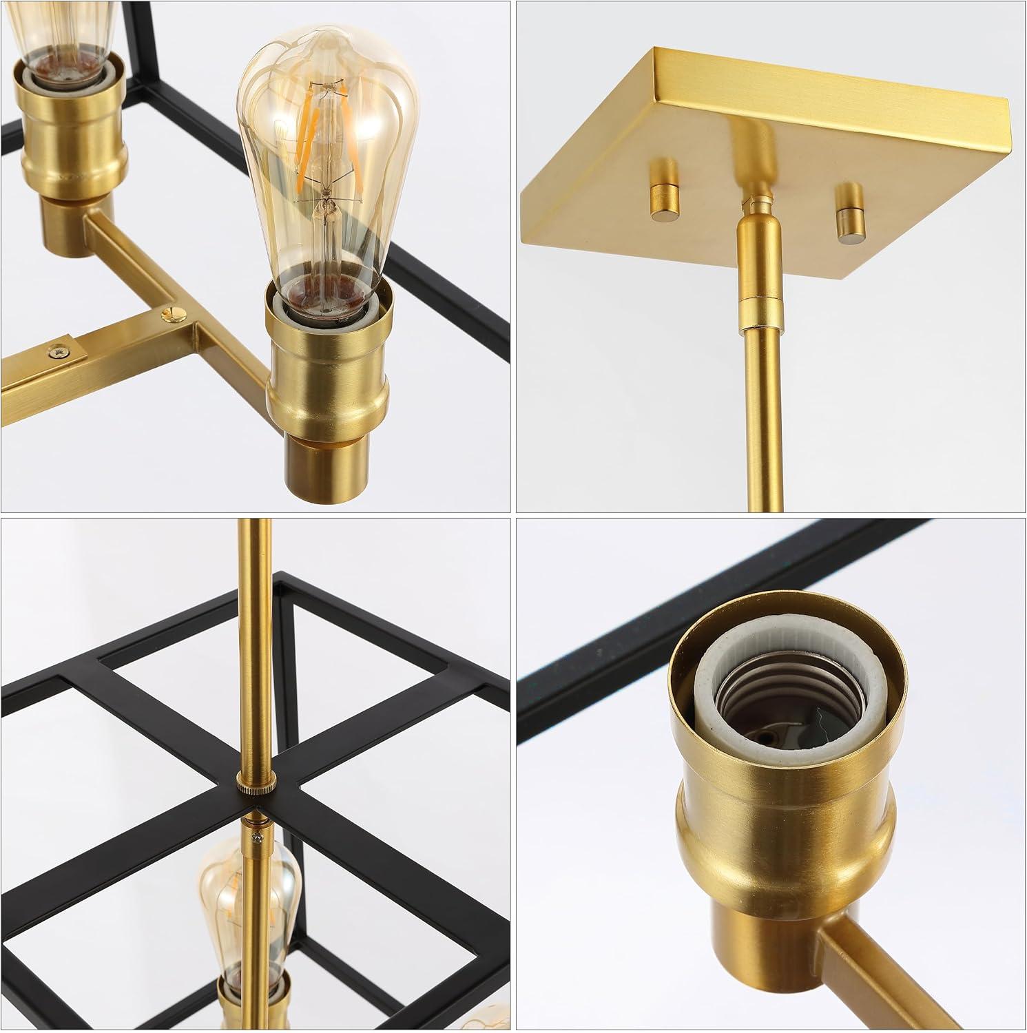 imageJONATHAN Y JYL6509A Girard 925quot 1Light Farmhouse Industrial Iron LED Pendant Modern Minimalist Coastal Bedroom Living Room BlackBrass Gold15 4Light