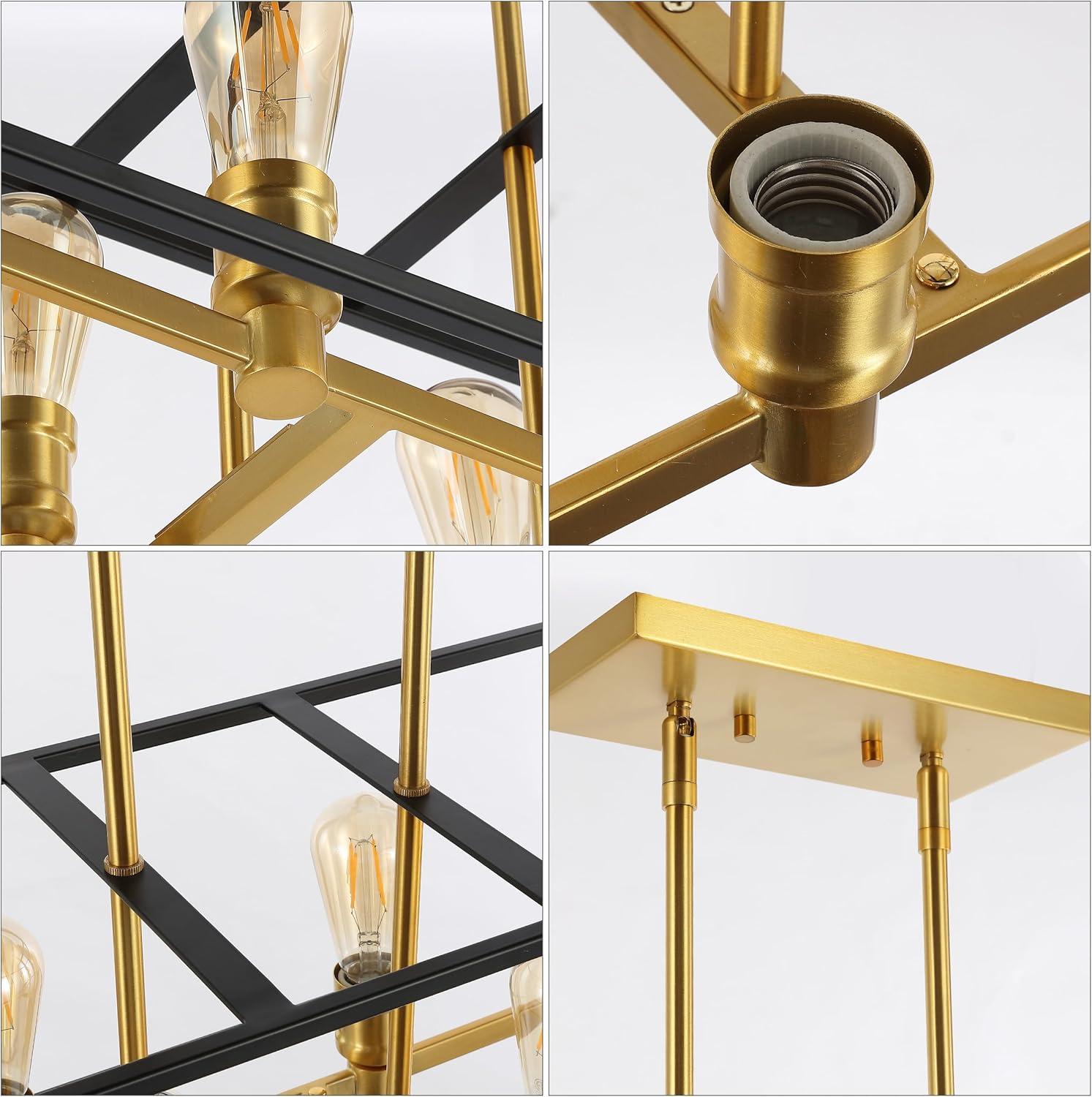 imageJONATHAN Y JYL6509A Girard 925quot 1Light Farmhouse Industrial Iron LED Pendant Modern Minimalist Coastal Bedroom Living Room BlackBrass Gold35 8Light