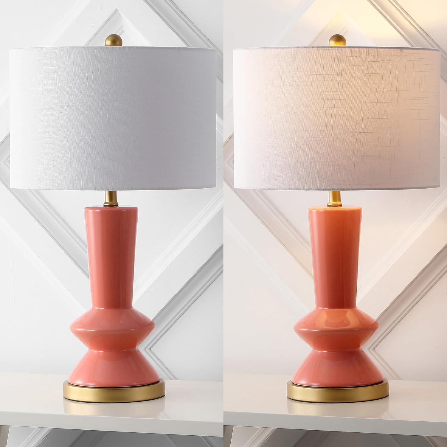 imageJONATHAN Y JYL6607B Ziggy 27quot CeramicIron Contemporary Glam LED Table Lamp Bedside Desk Nightstand Lamp for Bedroom Living Room Office College Bookcase LED Bulb Included CoralBrass GoldCoralBrass Gold