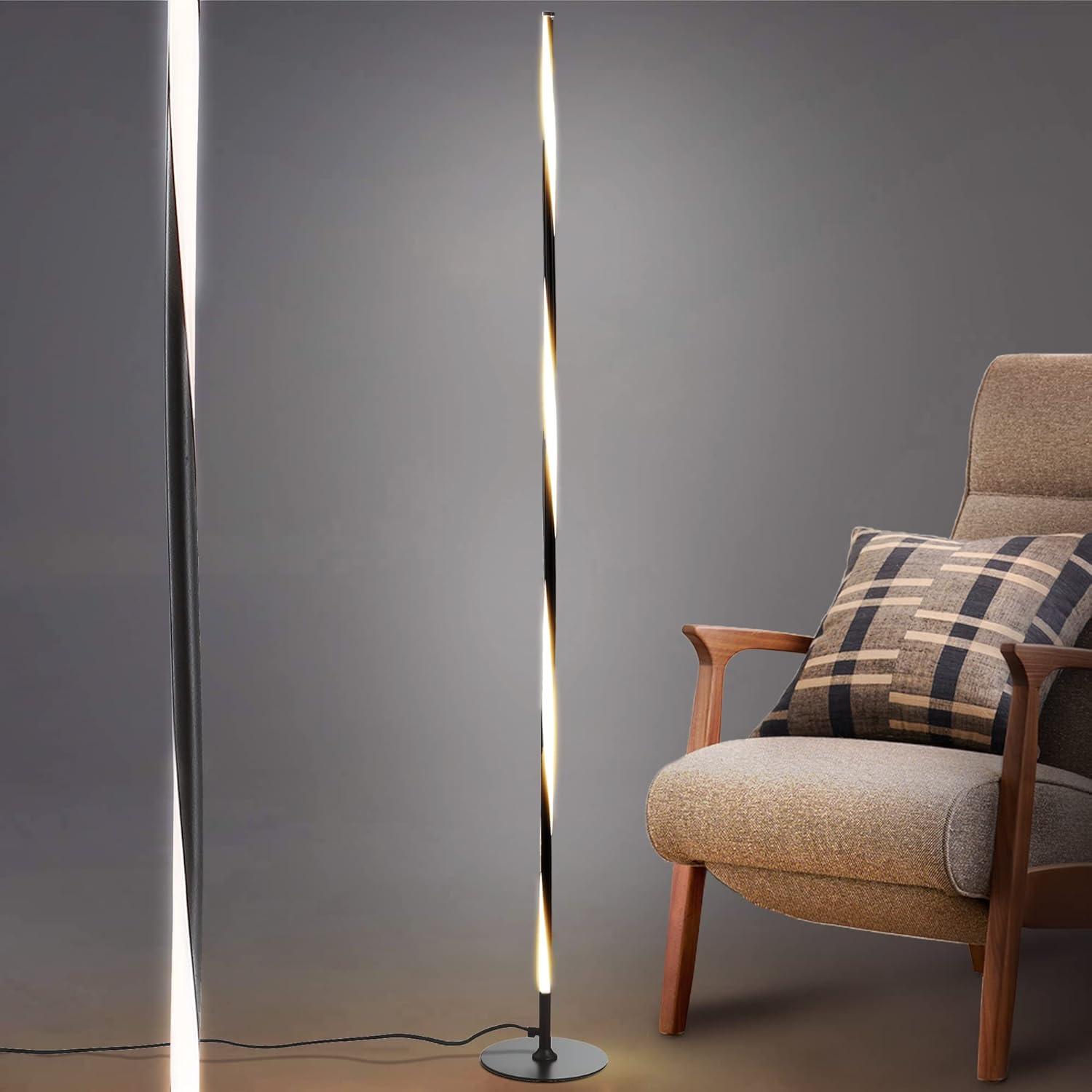 imageJONATHAN Y JYL7006A Pilar 6375quot LED Integrated Floor Lamp Modern Contemporary Office Living Room Family Room Dining Room Bedroom Guest Room Hallway Foyer ChromeBlack