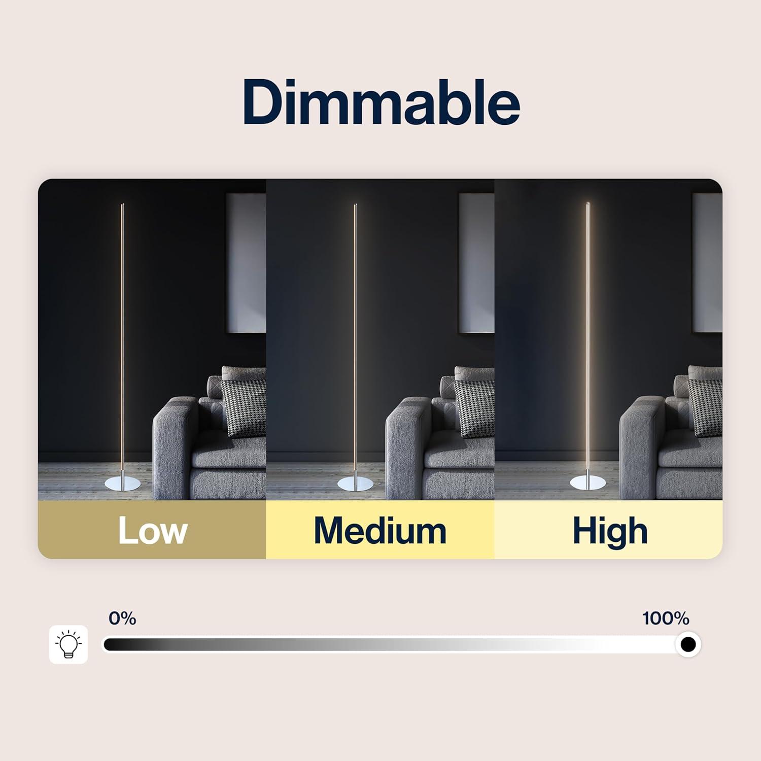 imageJONATHAN Y JYL7007C Iris 595quot Integrated Dimmable LED Floor Lamp Modern Standing Lamp Contemporary for Bedrooms Living Room Office Reading BlackIris Chrome