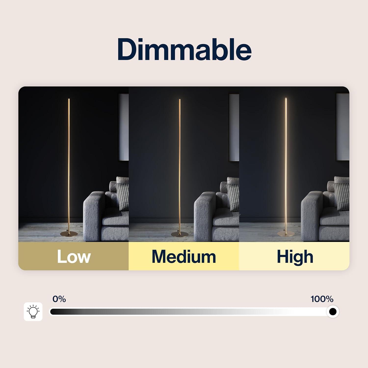 imageJONATHAN Y JYL7007C Iris 595quot Integrated Dimmable LED Floor Lamp Modern Standing Lamp Contemporary for Bedrooms Living Room Office Reading BlackIris Gold