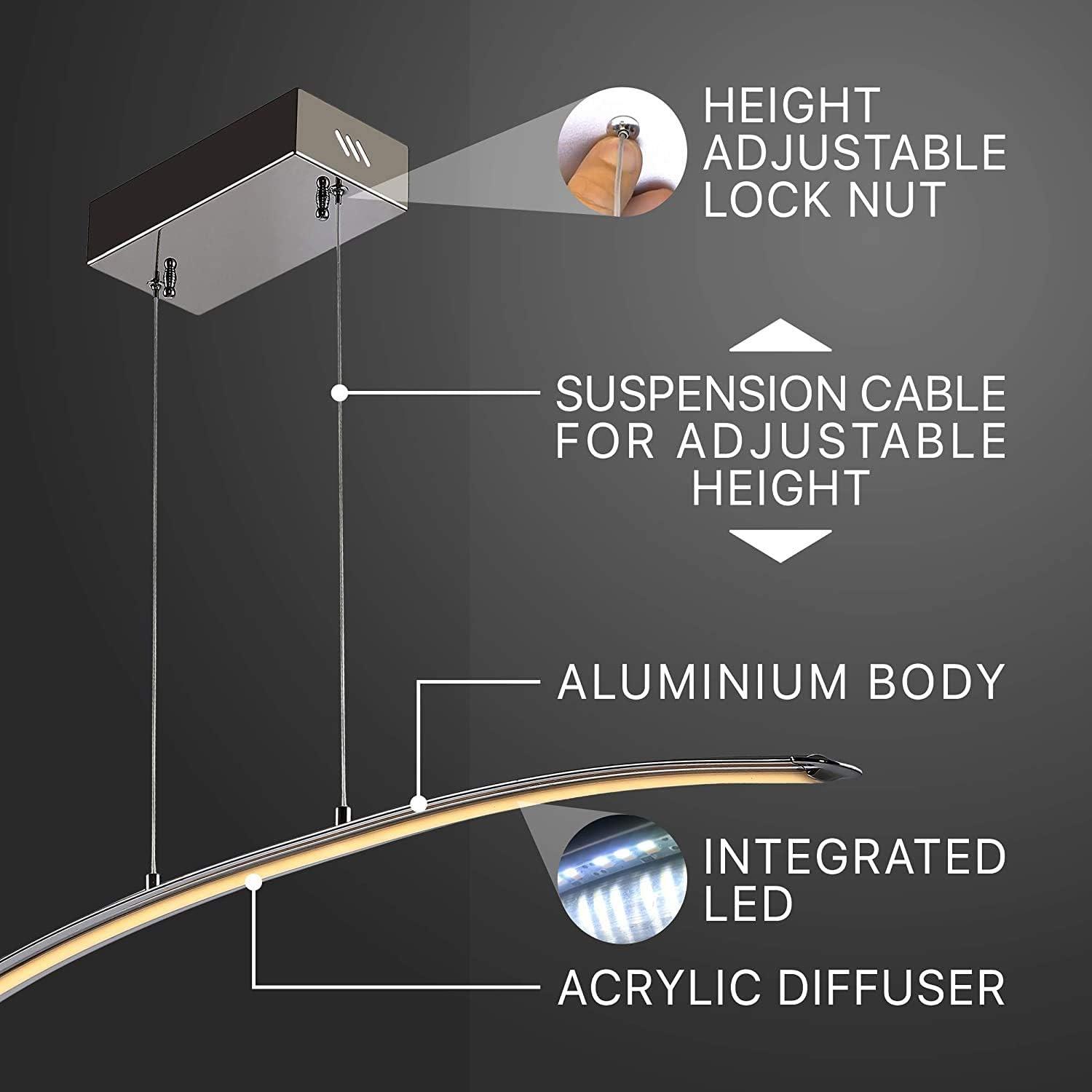 imageJONATHAN Y JYL7012B Roxanna 415quot Dimmable Adjustable Integrated LED Metal Linear Pendant Minimalistic Modern Contemporary Dining Room Living Room Kitchen Foyer Bedroom Hallway BlackBlack