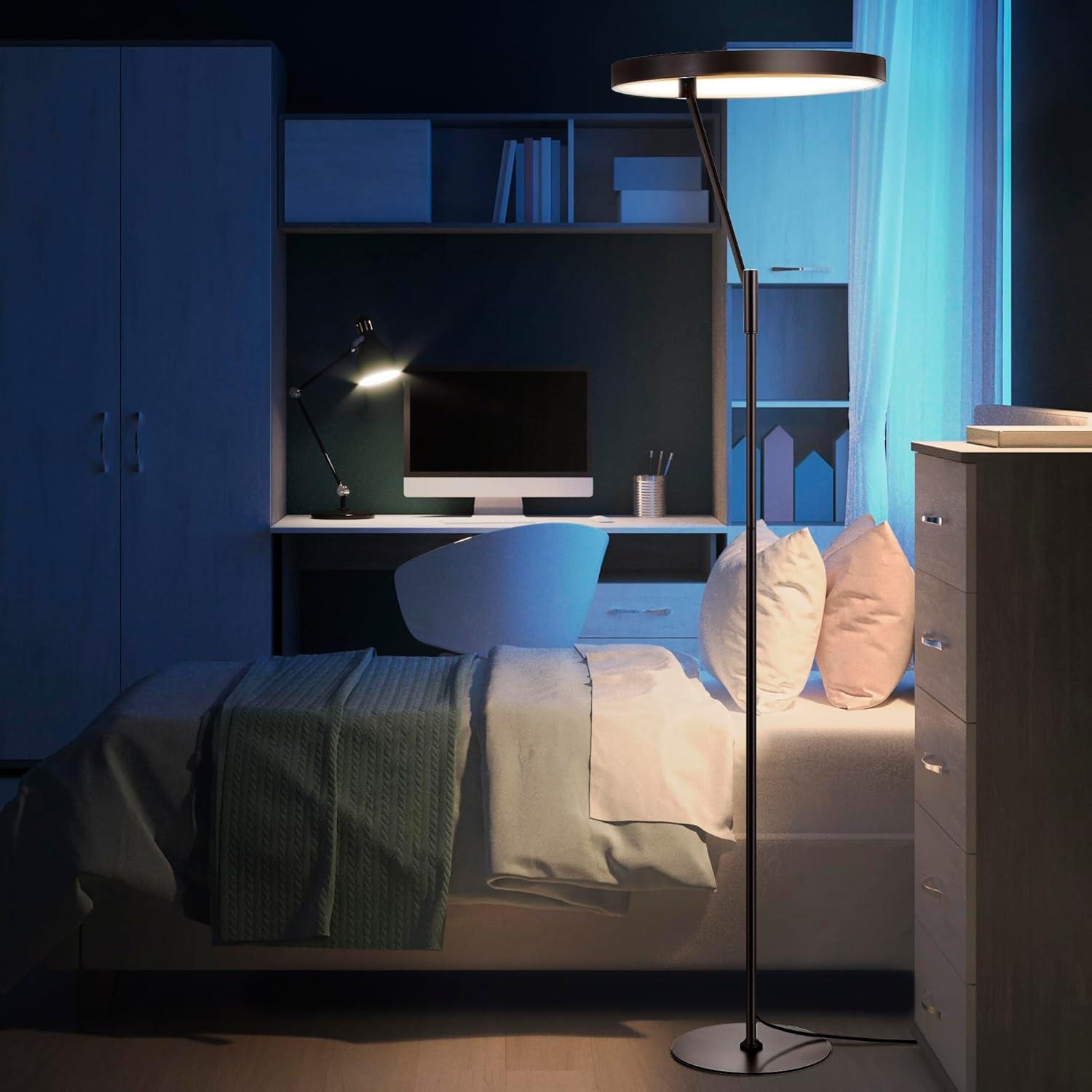 imageJONATHAN Y JYL7015A Owen 667quot Integrated LED Metal Floor Lamp MinimalisticModernContemporary for Bedrooms Living Room Office Reading ChromeBlack