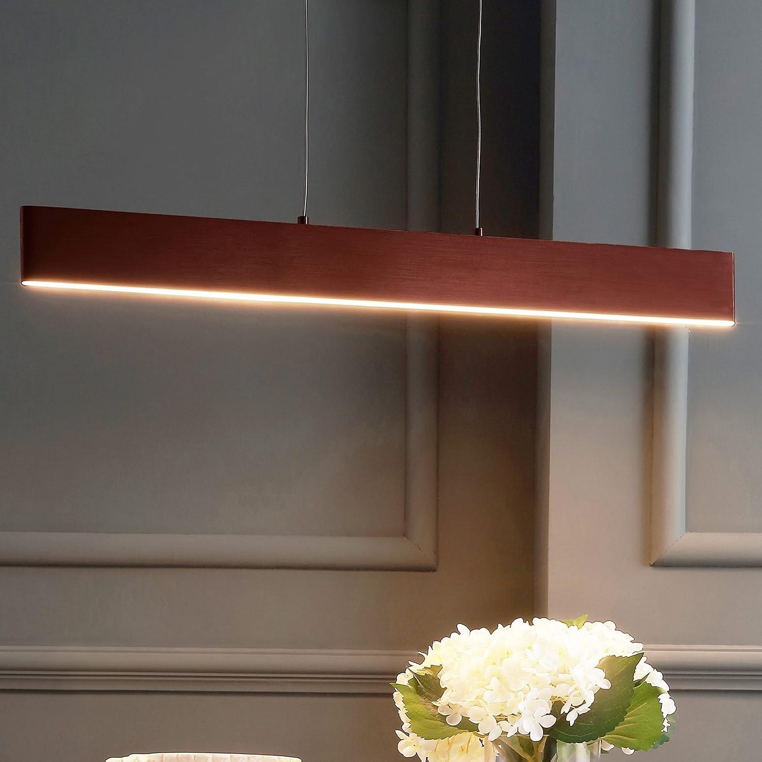 imageJONATHAN Y JYL7019B Draper 40quot Dimmable Adjustable Integrated LED Metal Linear Pendant Minimalistic Modern Contemporary Dining Room Living Room Kitchen Foyer Bedroom Hallway Brushed AluminumAnodized Bronze