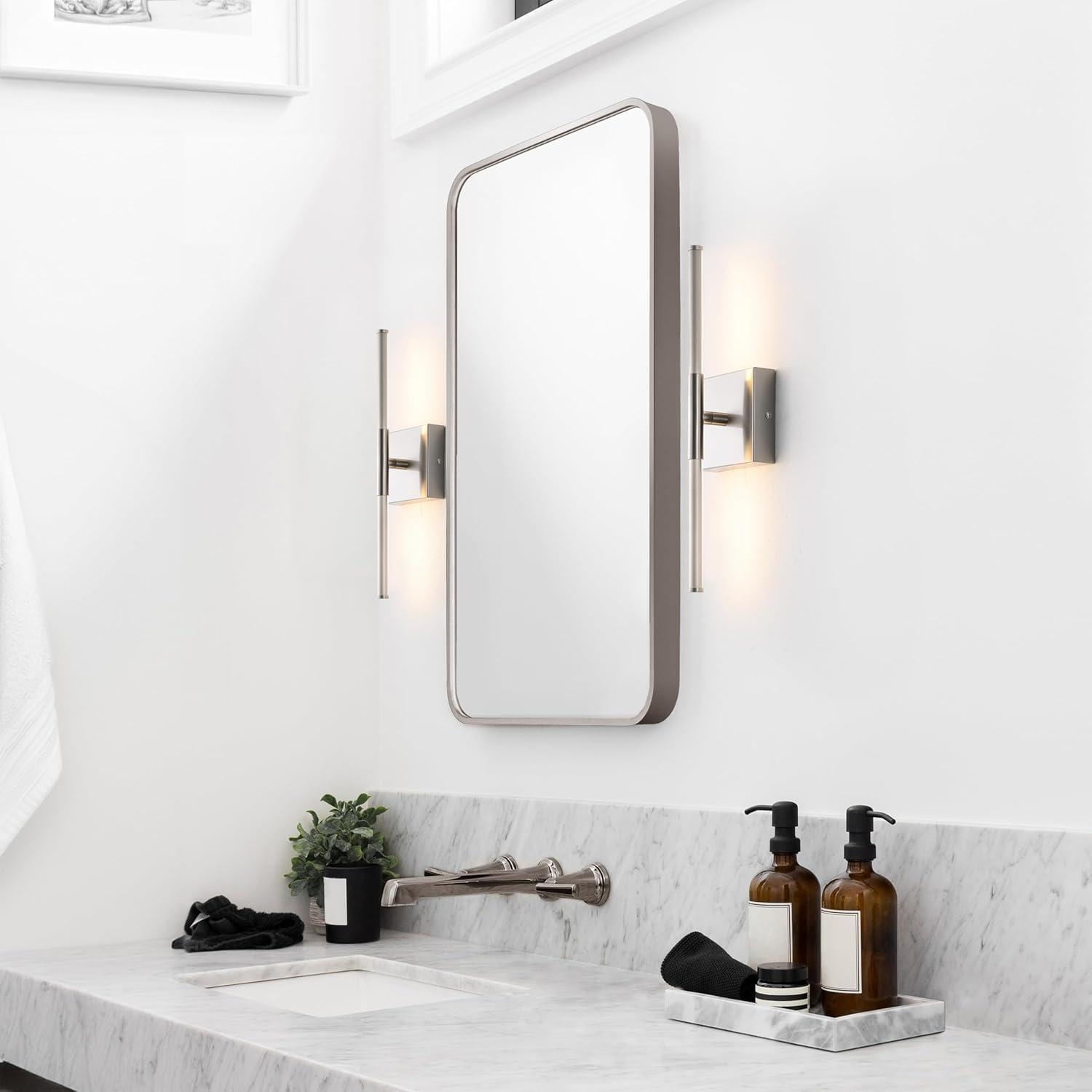 imageJONATHAN Y JYL7022B Makena 28quot Dimmable Integrated LED Metal Wall Sconce MinimalisticModernContemporary 3000K LED Bulbs for Bedroom Living Room Bathroom Hallway GoldNickel